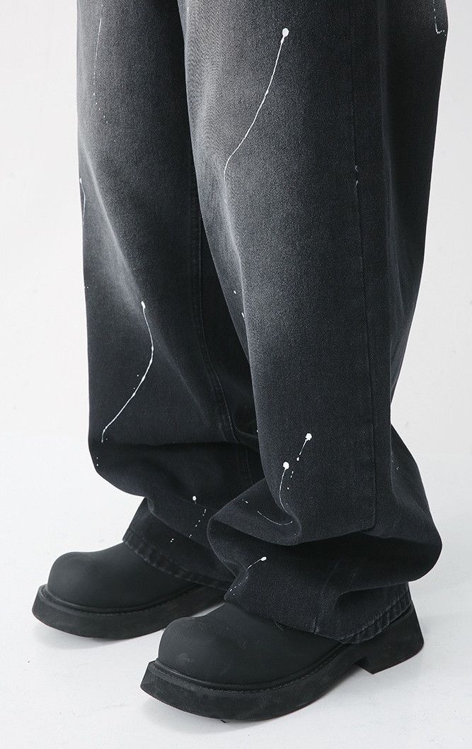 Japanese Brand Loose straight-leg custom painted denim trousers Size US 31 - 4 Thumbnail