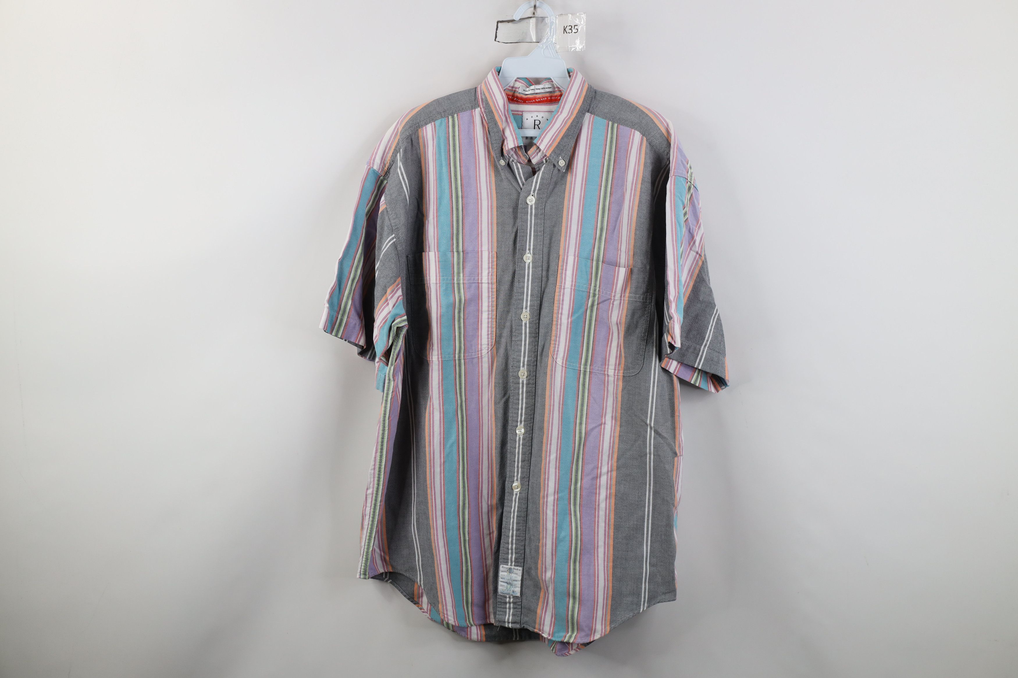 Vintage Vintage 90s Streetwear Rainbow Short Sleeve Button Shirt Size US L / EU 52-54 / 3 - 1 Thumbnail