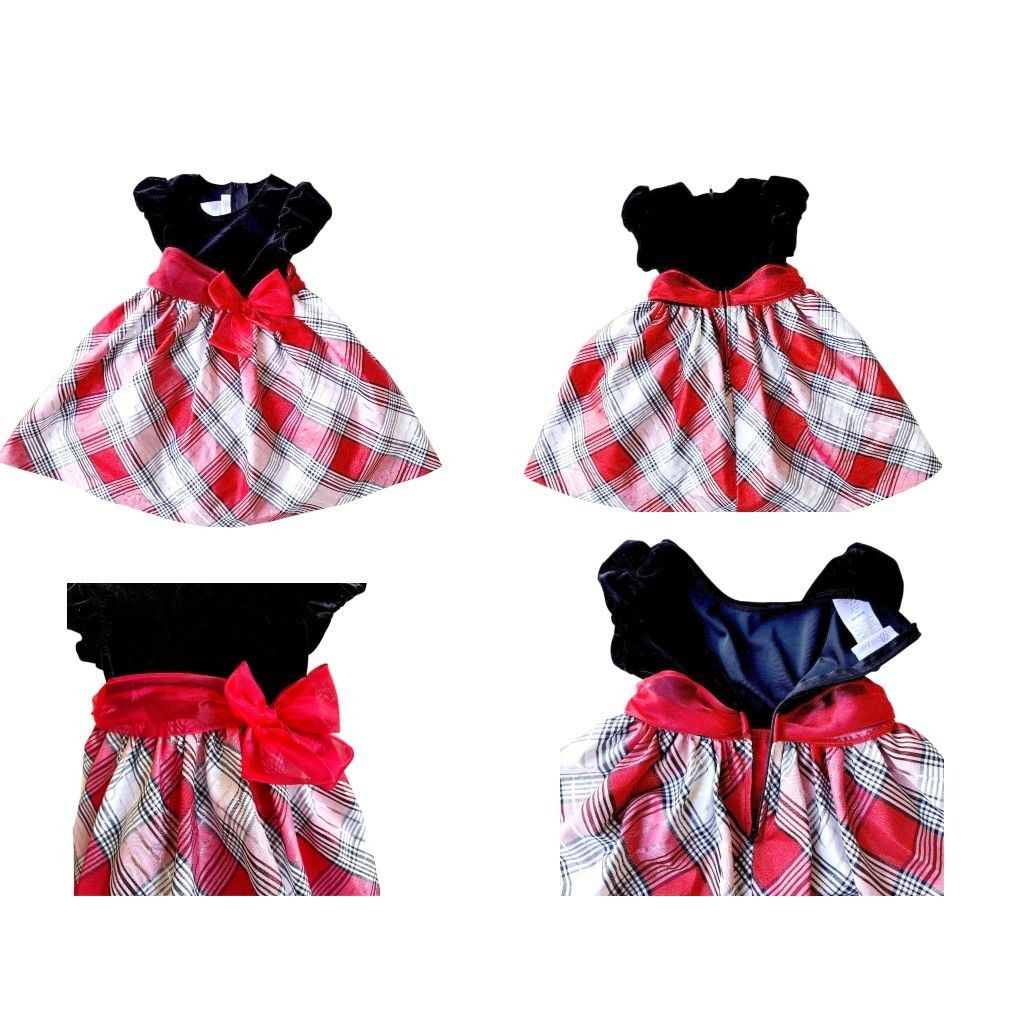 Other Bonnie Jean Velour Red Plaid Dress Toddler Girl 3T Christmas Size XS / US 0-2 / IT 36-38 - 7 Thumbnail