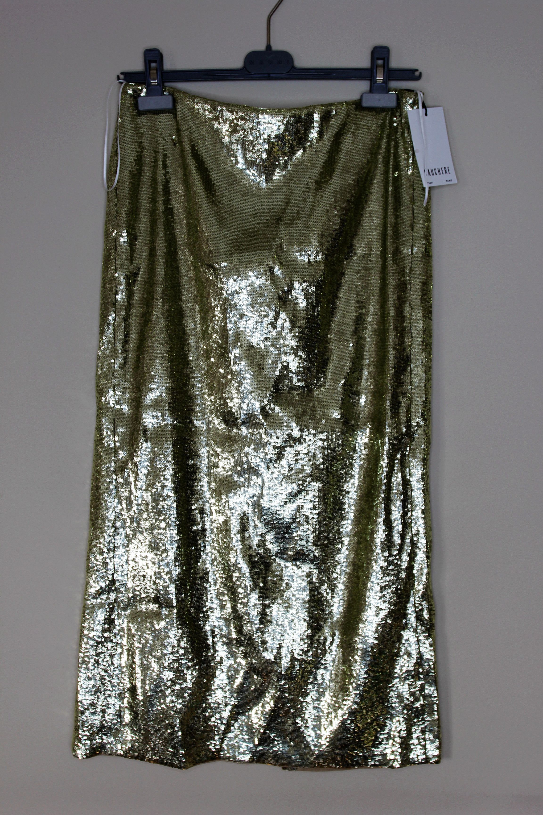 Other BNWT AW23 GAUCHERE GOLDEN SEQUIN MIDI SKIRT 36 Size 25" / US 0 / IT 36 - 2 Thumbnail