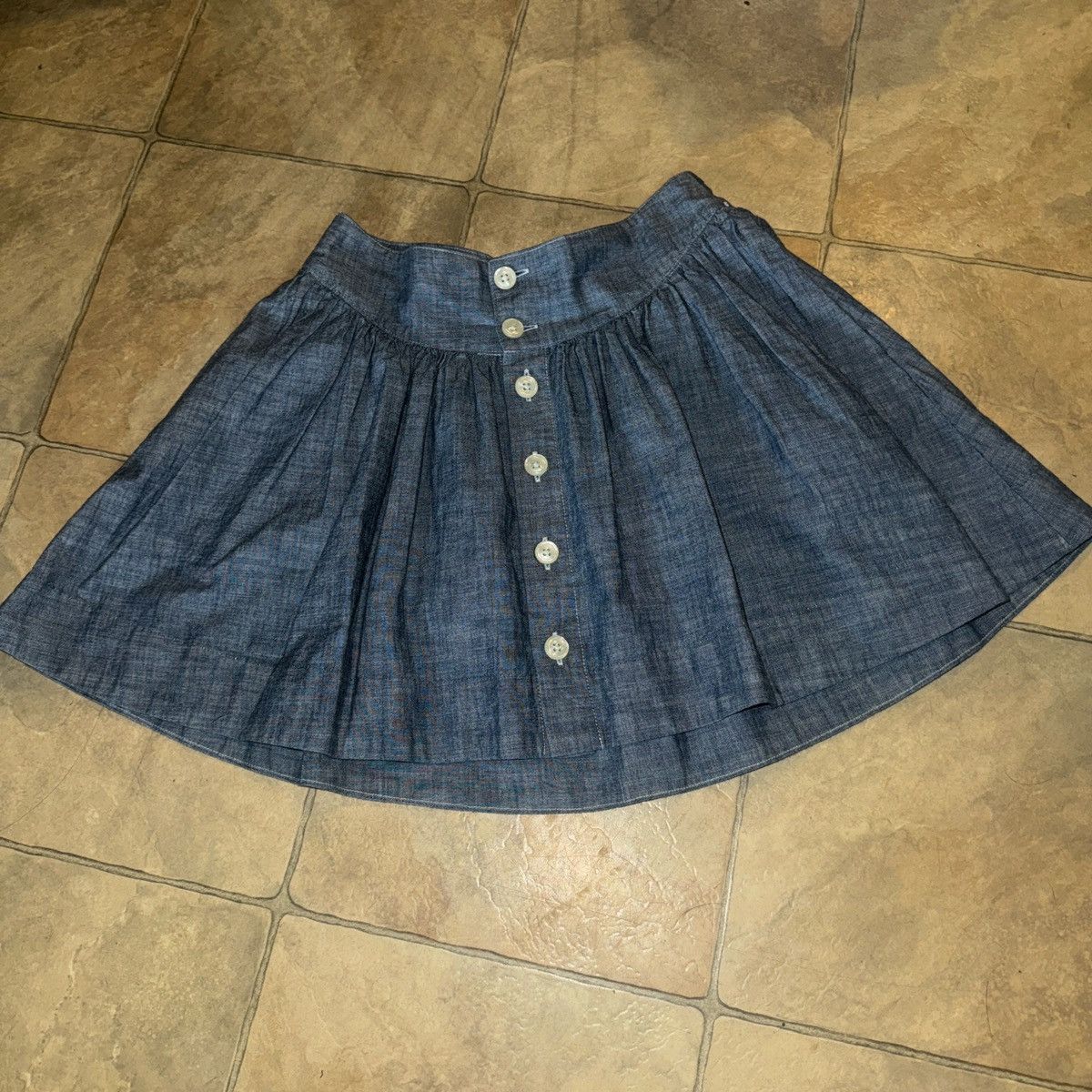 image of Vintage Ralph Laurent Skirt in Blue Denim, Women's (Size 30)