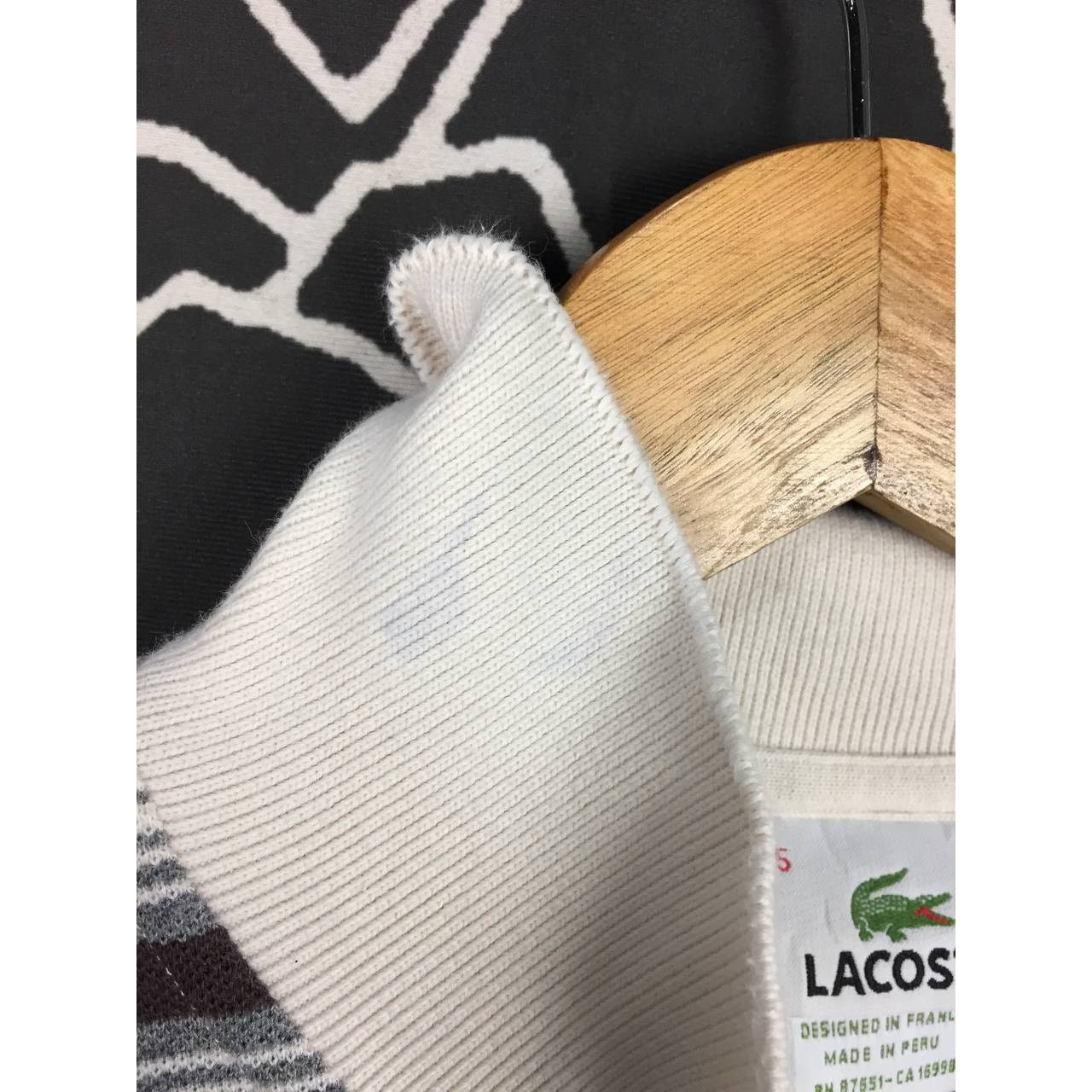 Lacoste × Vintage Vtg Lacoste Small Logo Striped Longsleeve Polo Tee Size US L / EU 52-54 / 3 - 8 Thumbnail