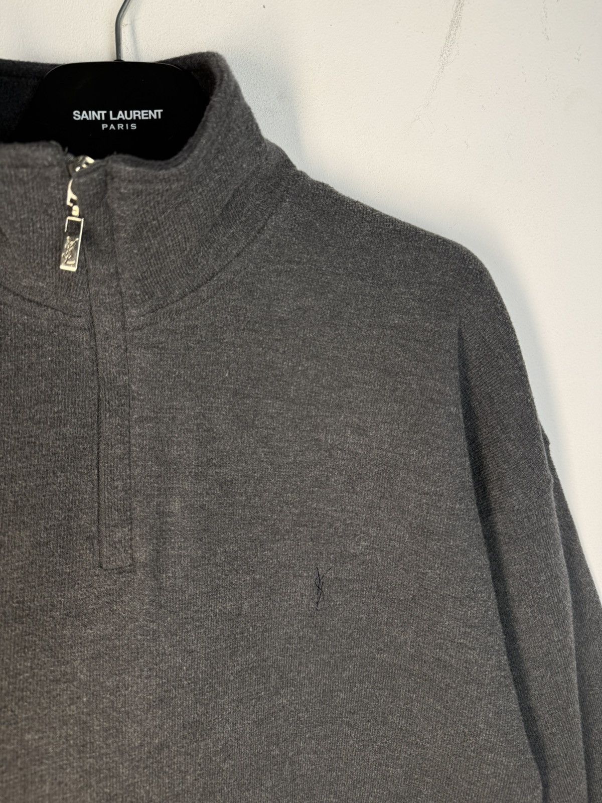 Yves Saint Laurent 90s YSL Sweatshirt 1/4 Quarter Zip Grey Vintage Sweater Size US XL / EU 56 / 4 - 5 Thumbnail