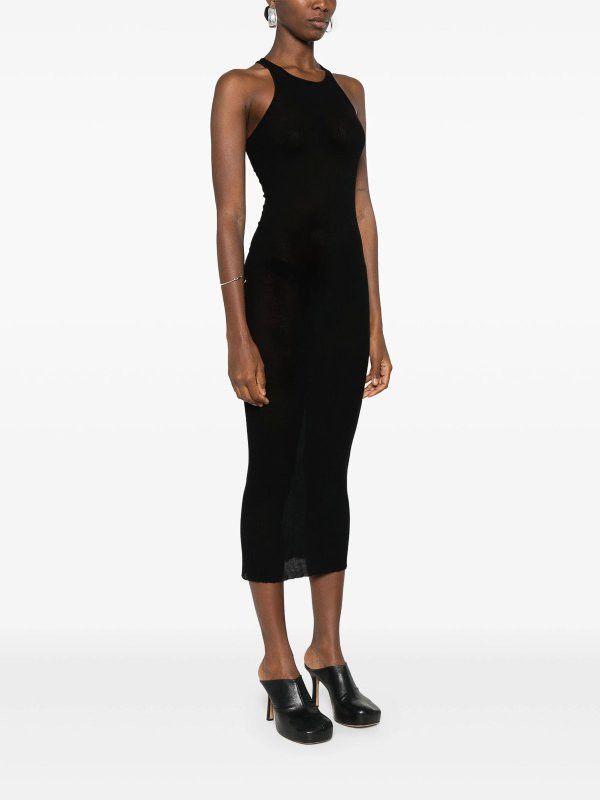 Rick Owens o1y0126 Midi Dress in Black Size L / US 10 / IT 46 - 2 Thumbnail