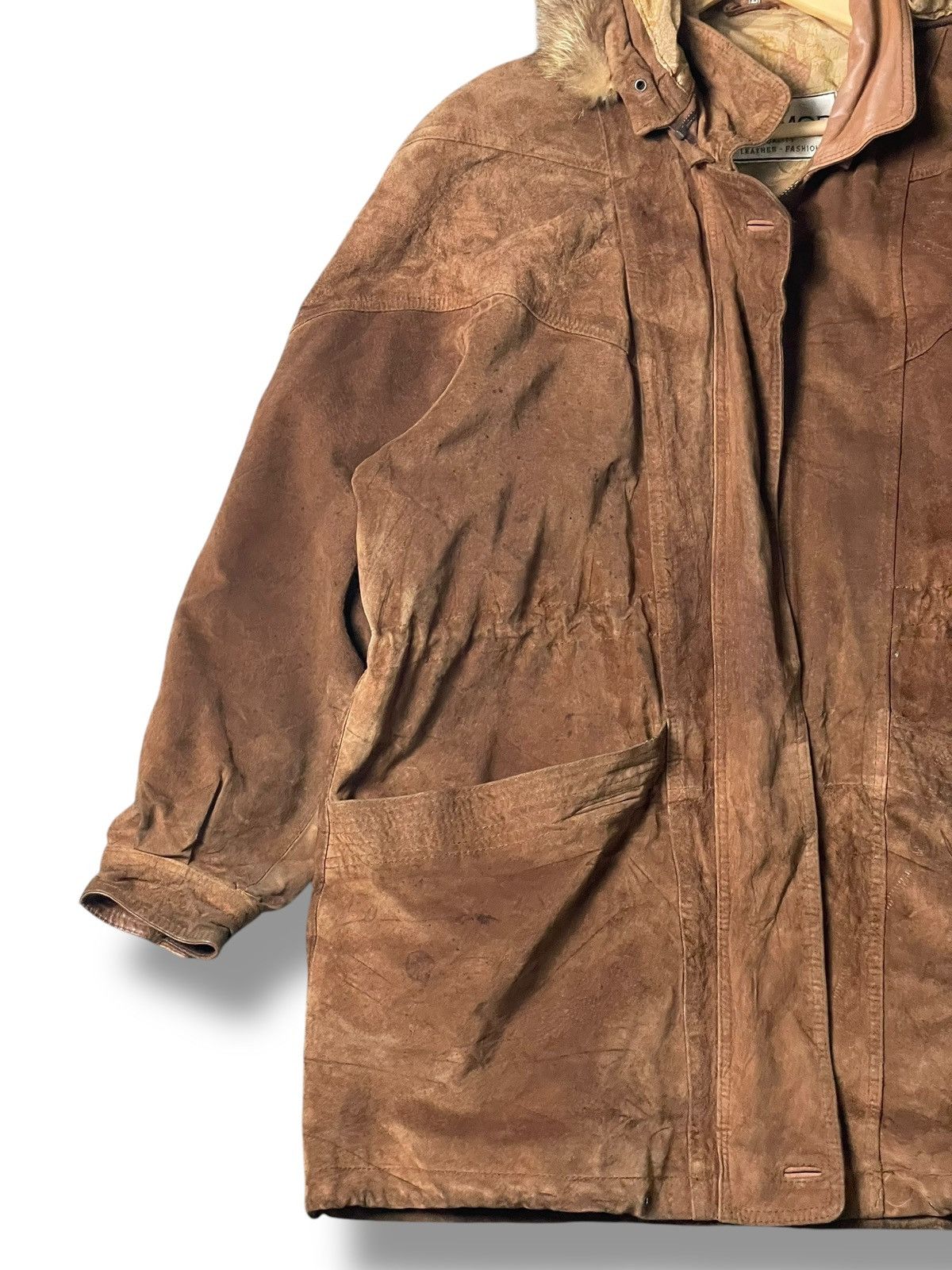 Japanese Brand × Vintage DERIMOD Brand Leather Suede Fur Hooded Jacket (99) Size US L / EU 52-54 / 3 - 4 Thumbnail