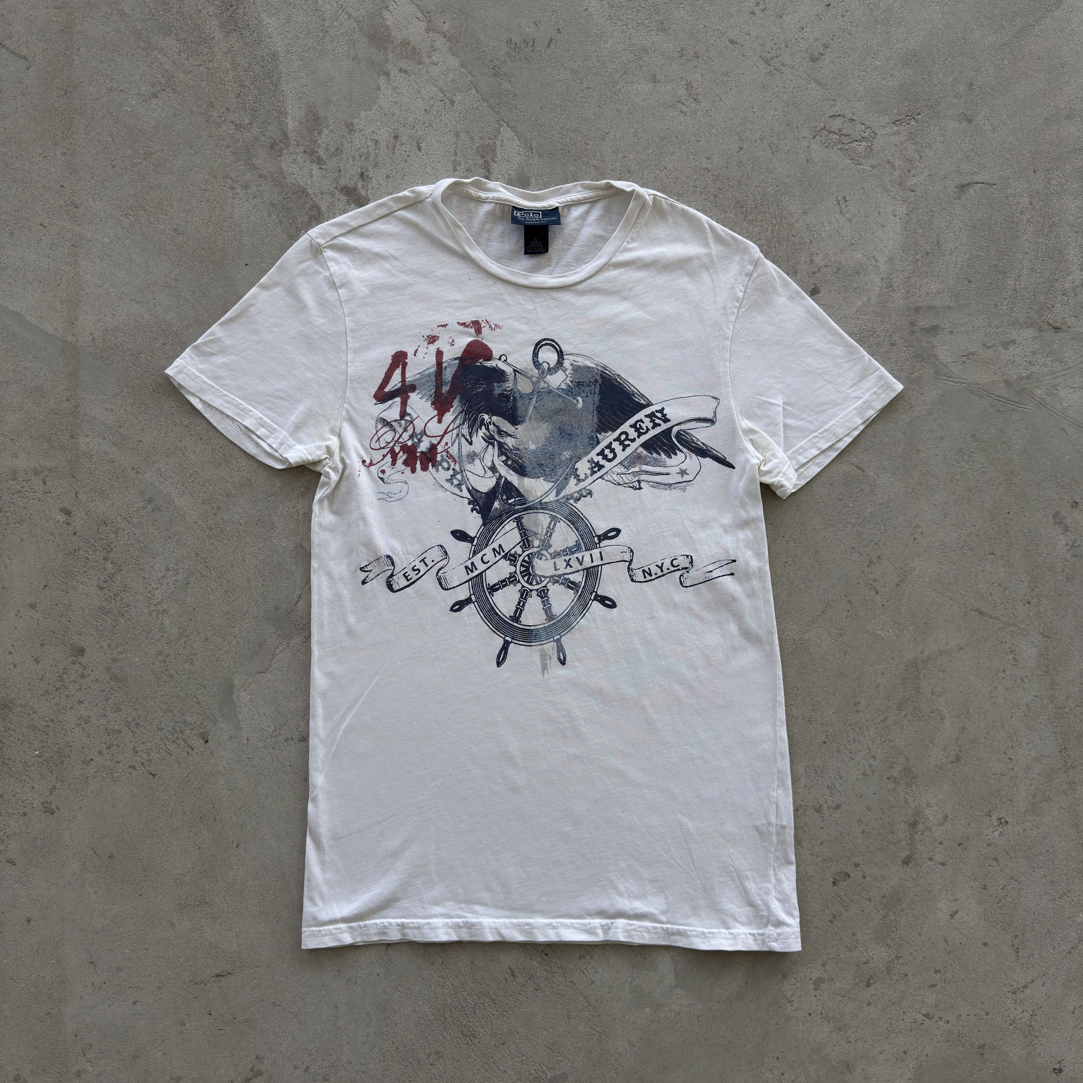 Polo Ralph Lauren Polo Ralph Lauren White Graphic T-Shirt Nautical Anchor S Size US S / EU 44-46 / 1 - 1 Thumbnail
