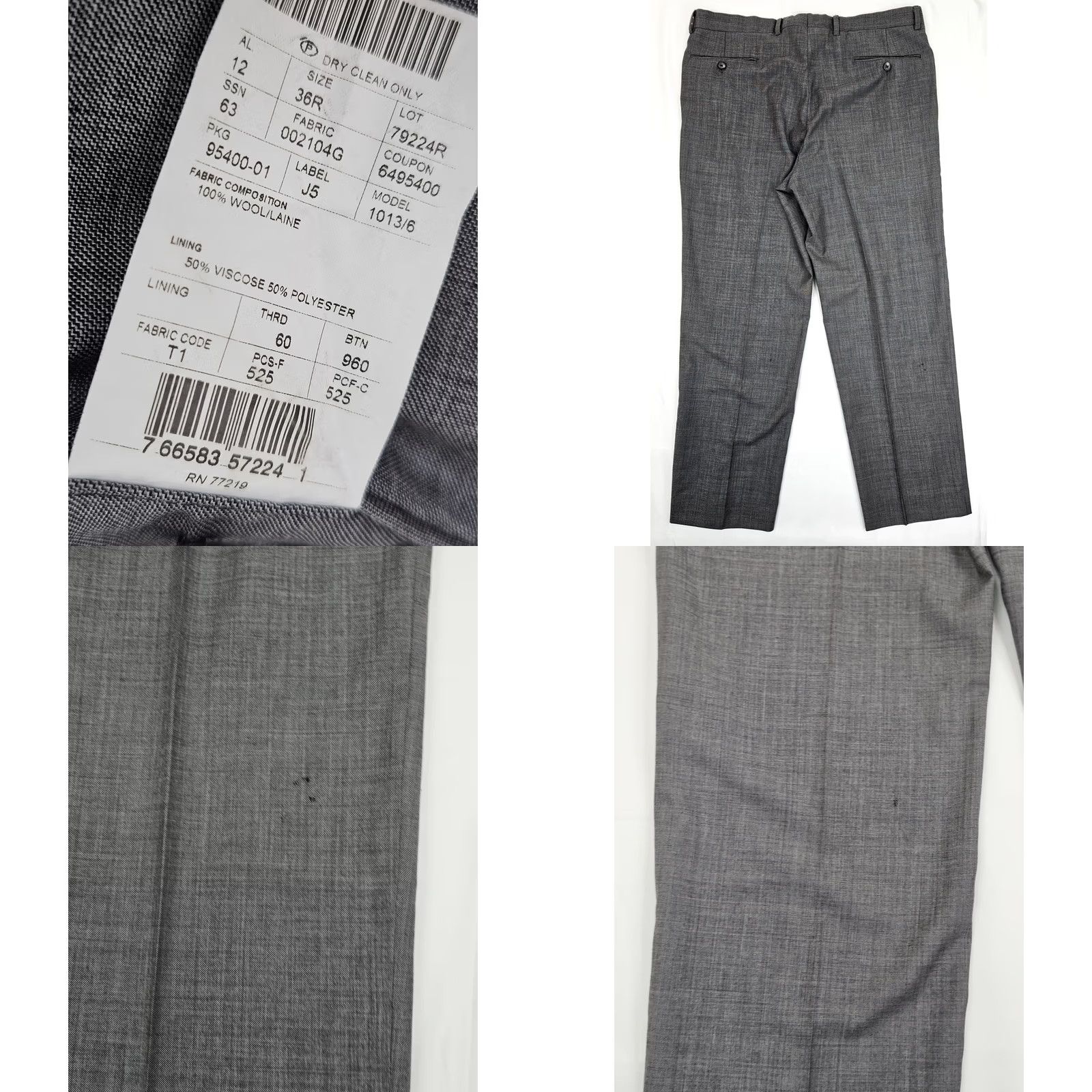 Joseph Abboud JOSEPH ABBOUD Dress Pants Men 36x29 Wool Tollegno 1900 Super 120s Heather Gray Flat Front, Regular Fit, Button Pockets, Dress Trouser Size US 36 / EU 52 - 8 Thumbnail