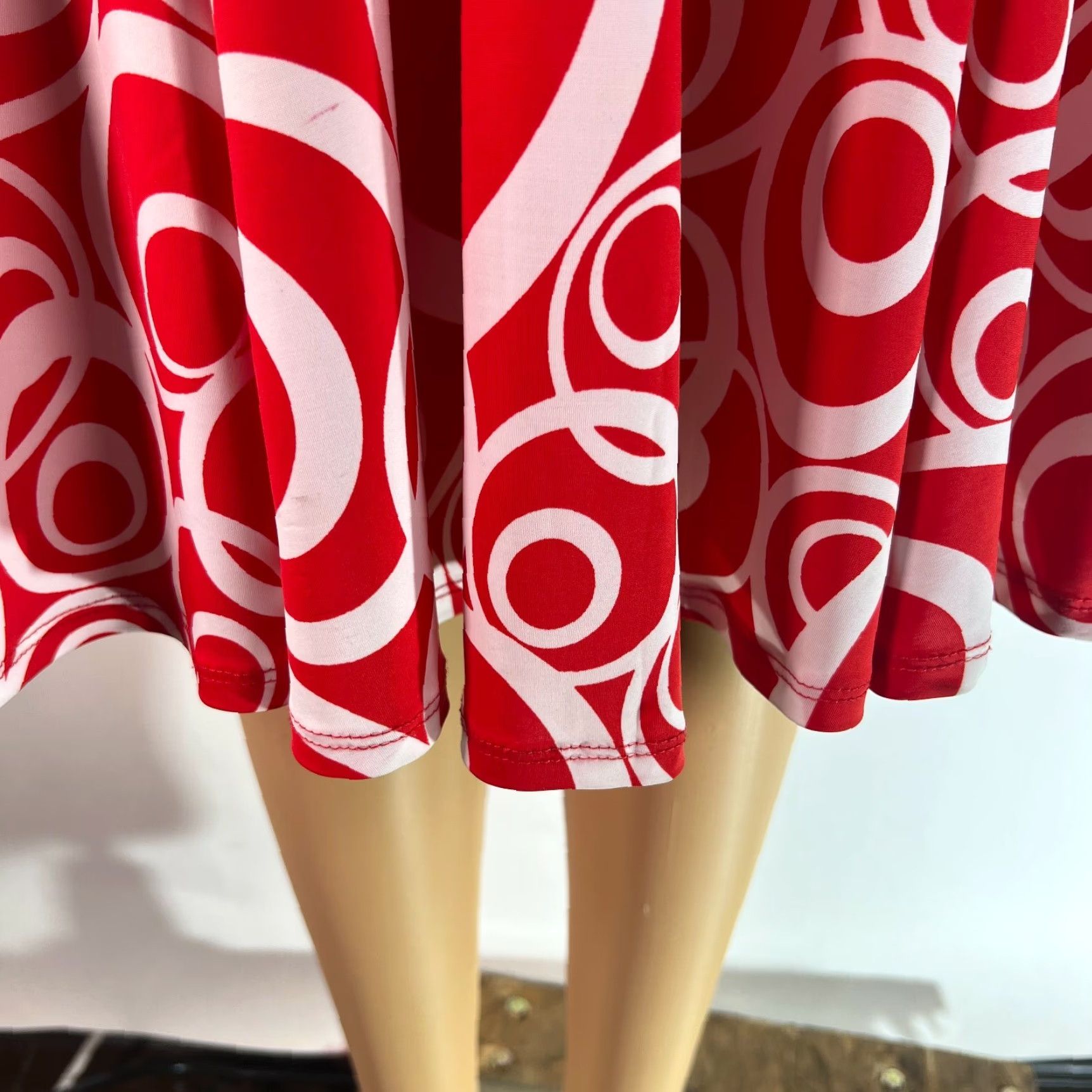BREDA Stretch Red A-Line Dress Womens Geometric Sweetheart Neckline Sleeveless Size 0, 92% Polyester 8% Spandex, Pullover, Regular fit Size XS / US 0-2 / IT 36-38 - 7 Thumbnail