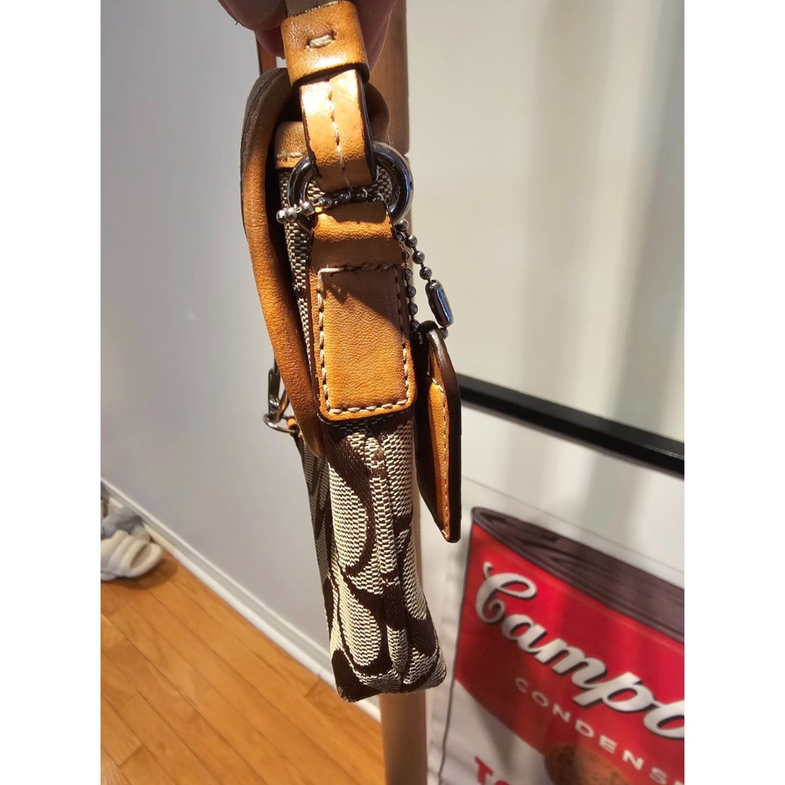 Coach VINTAGE COACH 6348 SIGNATURE JACQUARD X LEATHER DEMI HANDBAG Bag Women Beige Leather Crossbody Strap Clutch 10in 6in Size ONE SIZE - 6 Thumbnail