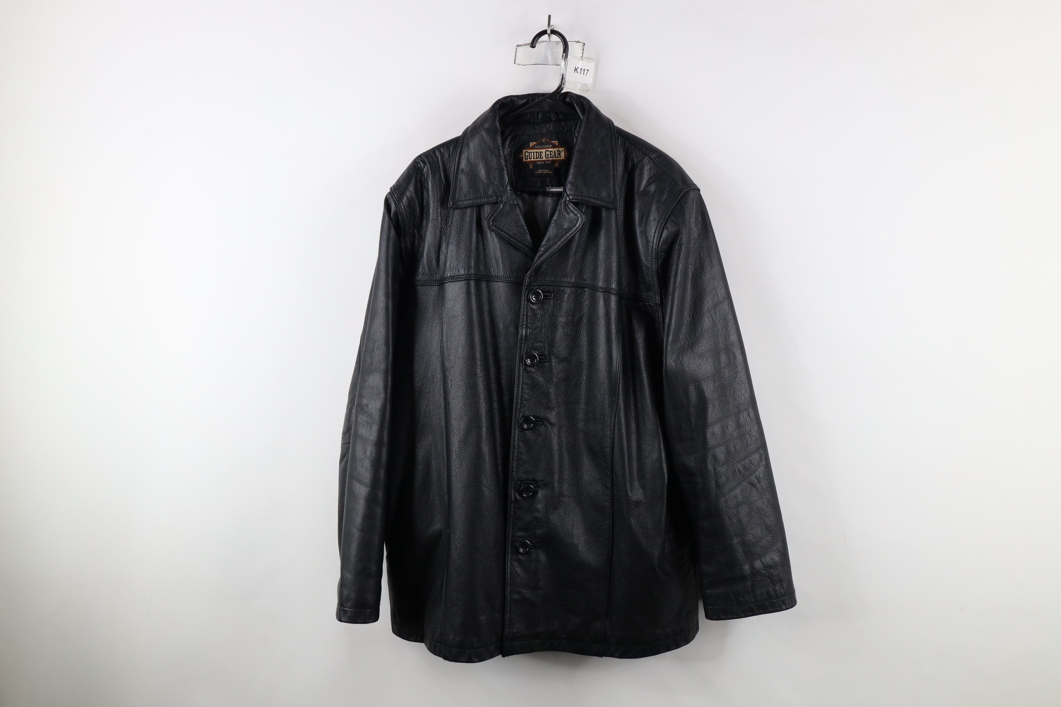 Vintage Vintage 90s Streetwear Leather Full Button Jacket Coat Black Size US L / EU 52-54 / 3 - 1 Thumbnail