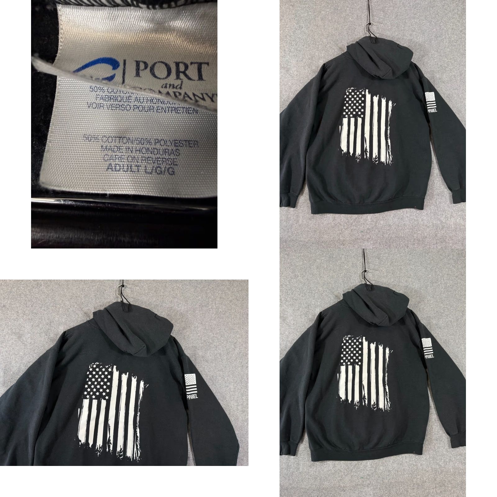 Port & Company Port & Company Nine Line Hoodie Sweatshirt Mens L Black Pullover Drawstring Graphic Logo Pocket Pullover Hooded Patriotic Casual (Vit... wait) Size US L / EU 52-54 / 3 - 8 Thumbnail