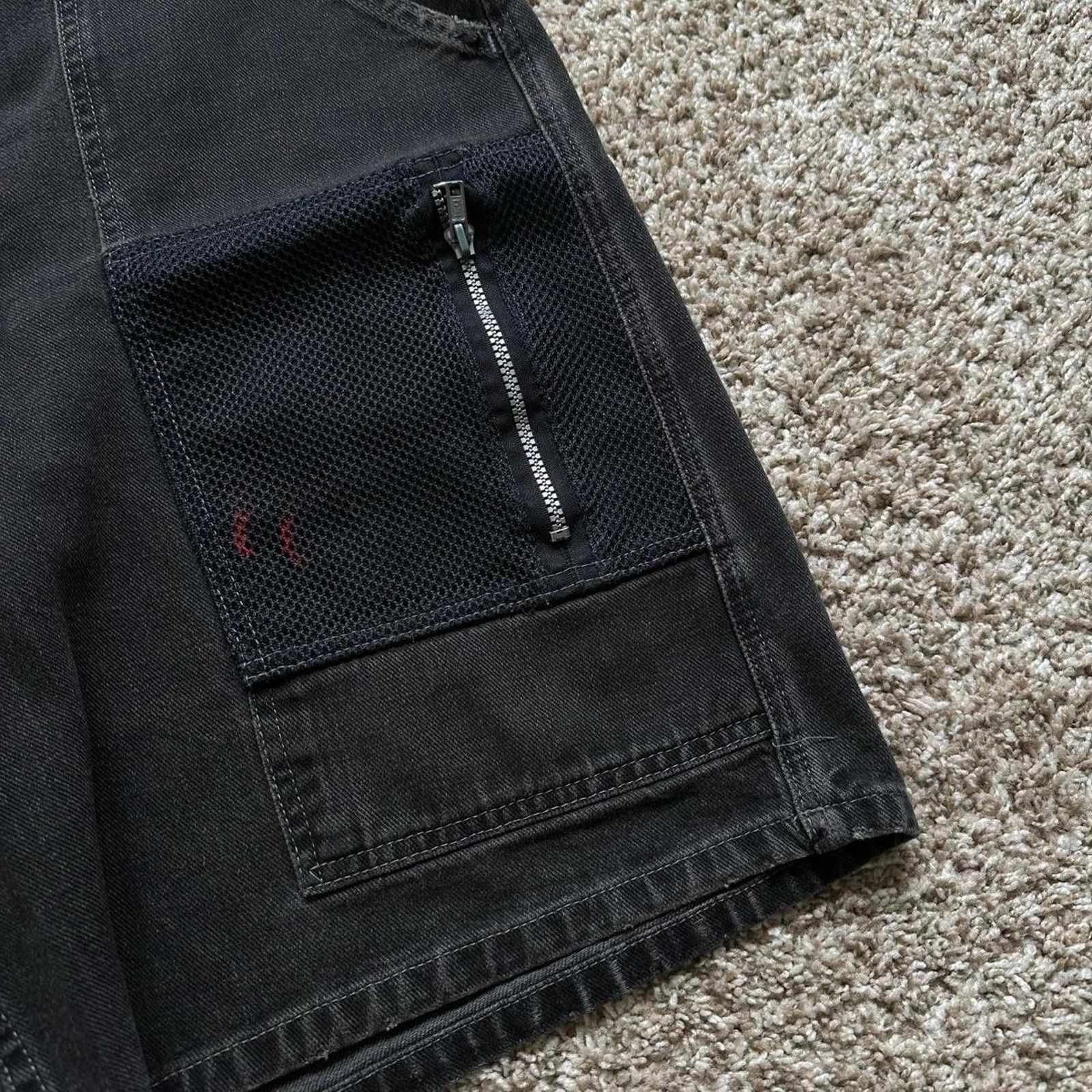 Vintage Thrashed Lee Pipes Black Denim Baggy Long Jean Short