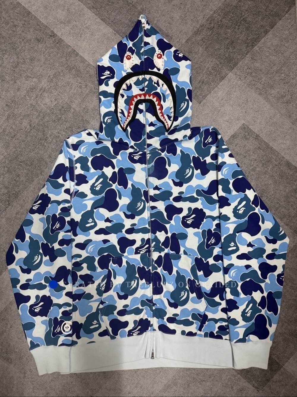 Bape Rhinestone Shark Hoodie in Blue Camo Size US XL / EU 56 / 4 - 1 Thumbnail