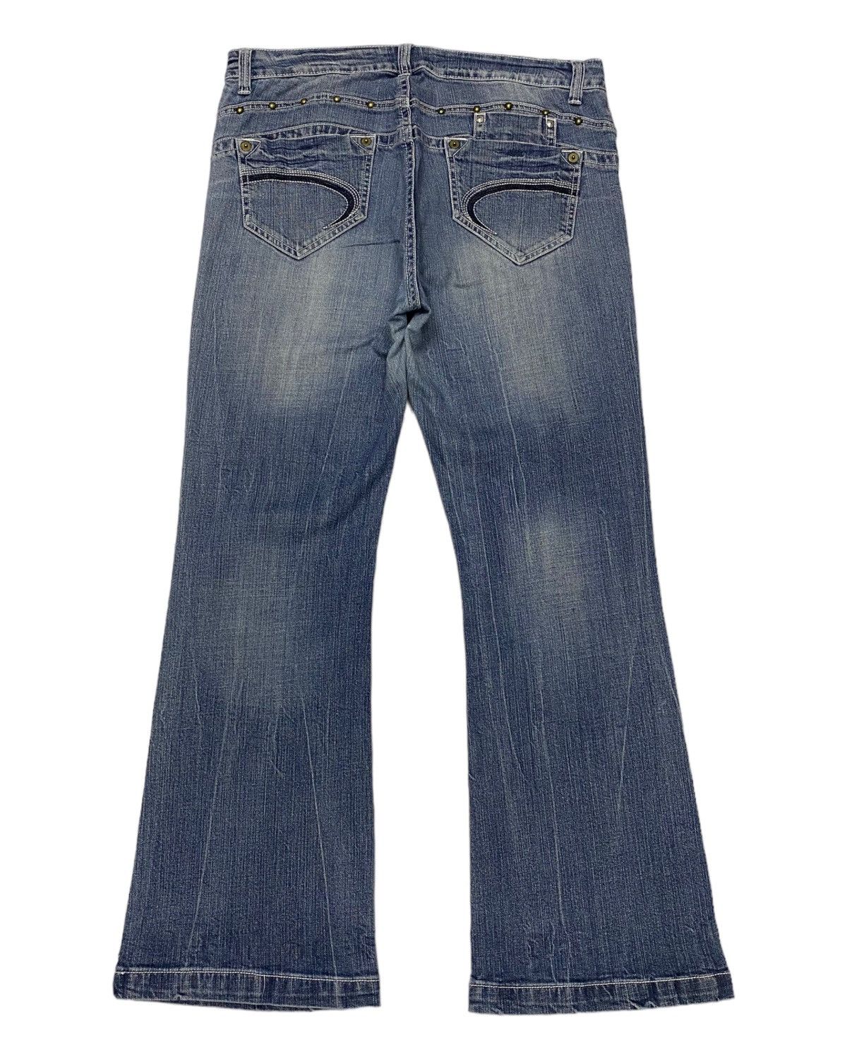 Japanese Brand × Tornado Mart 🔥FLARE JEANS METAL STUDDED WAVE LIST DISTRESSED DENIM JEANS Size US 36 / EU 52 - 2 Thumbnail