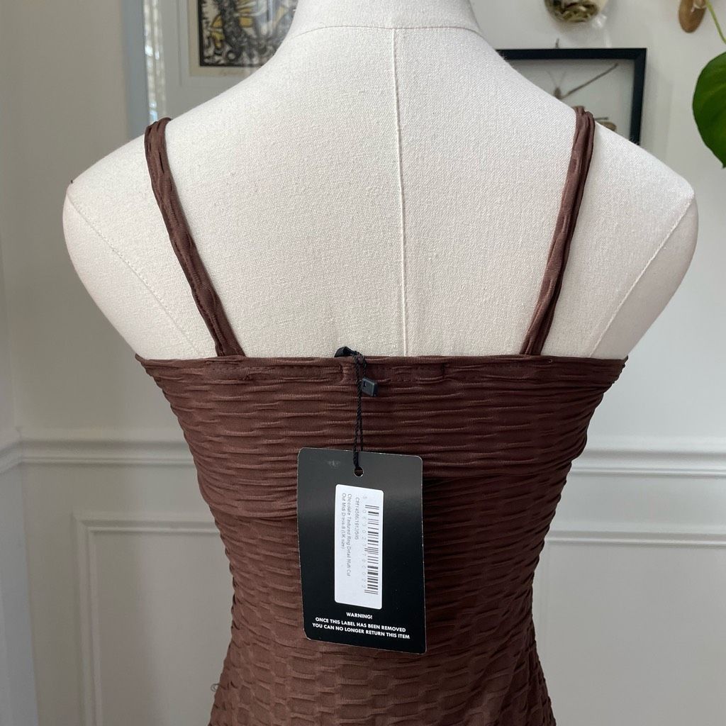 Other NWT PrettyLittleThing Chocolate Brown Textured Ring Detail B Size S / US 4 / IT 40 - 7 Thumbnail