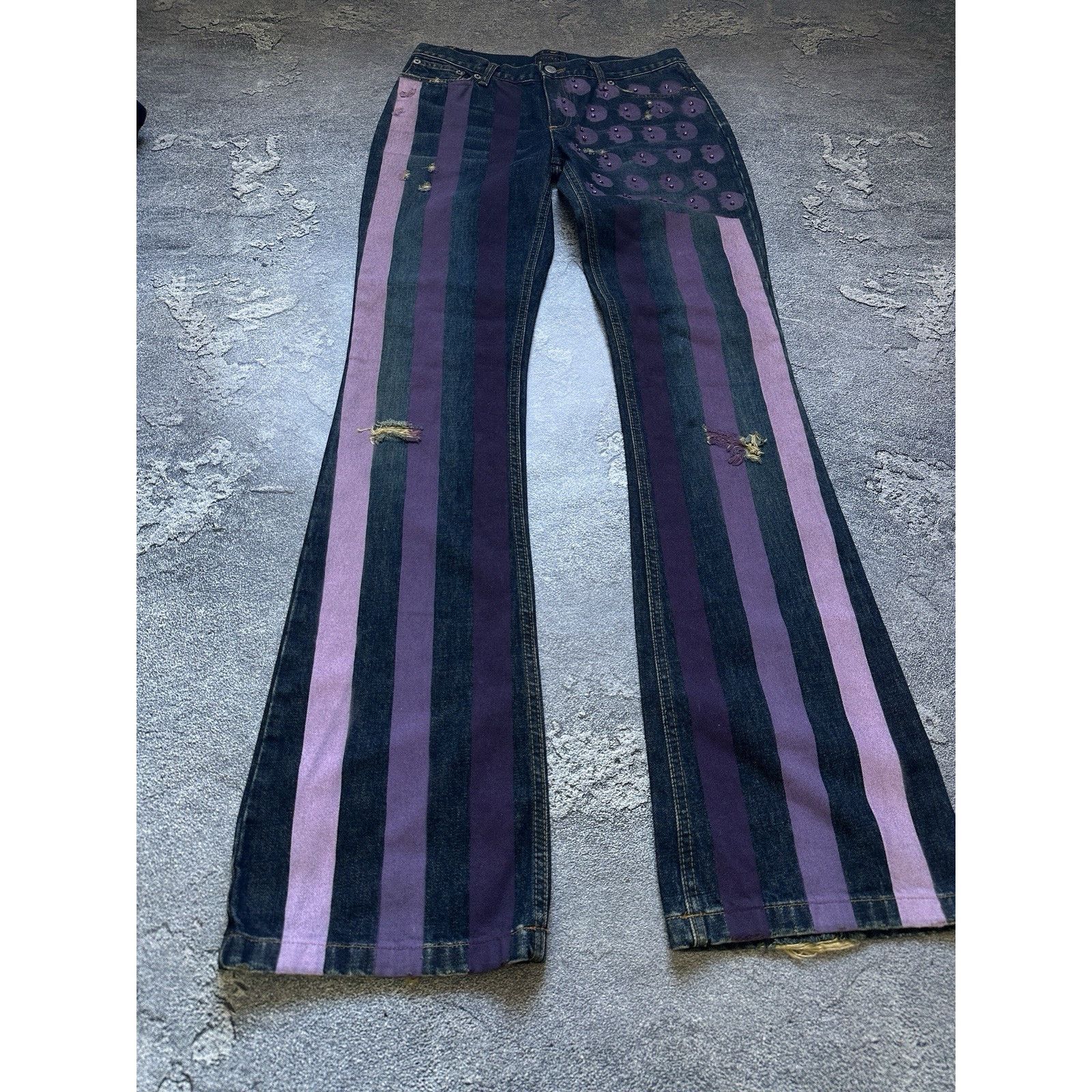 John Richmond Vintage John Richmond Bootcut Overprinted Punk Denim Pants Size 28" / US 6 / IT 42 - 5 Thumbnail