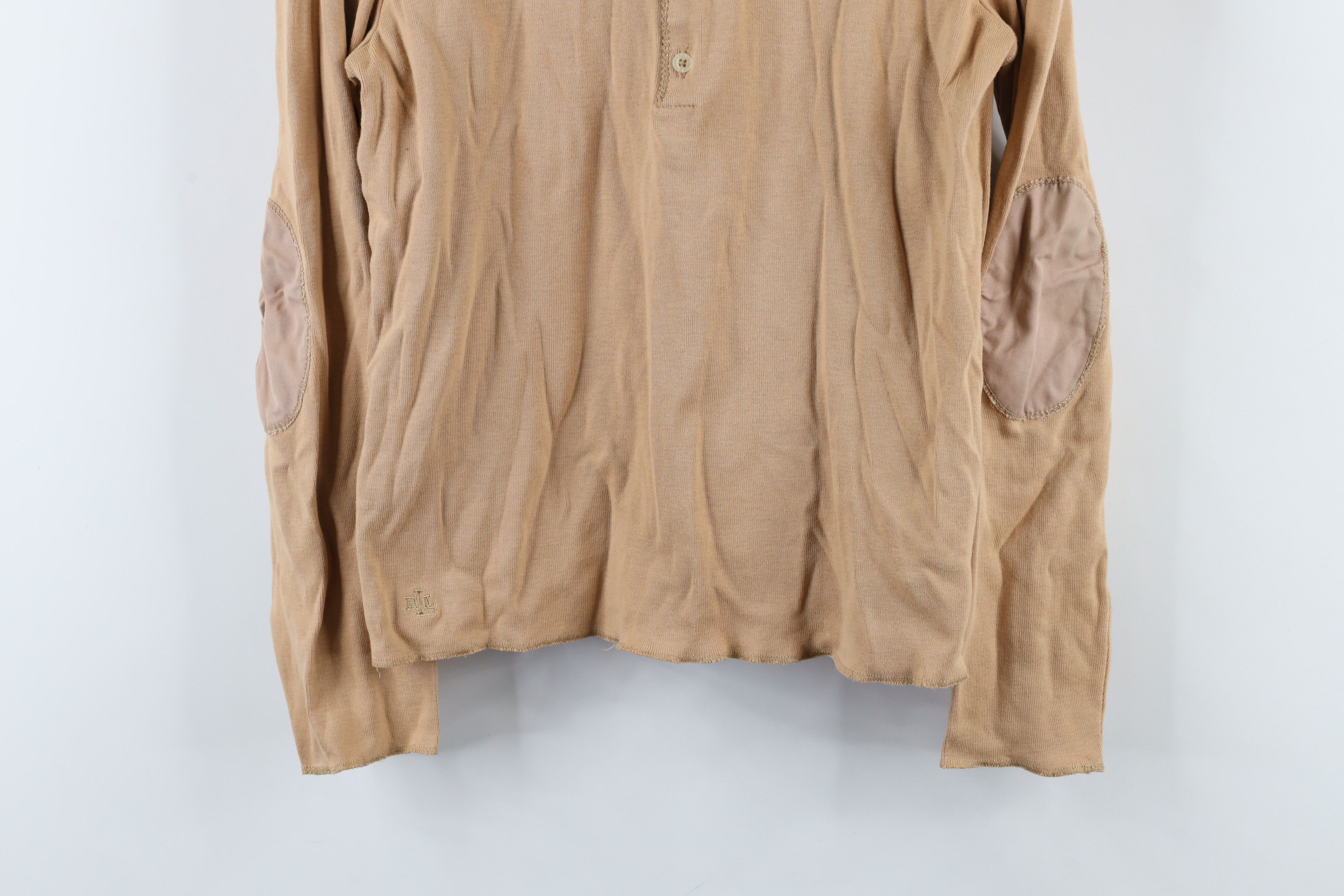 Ralph Lauren × Vintage Vintage 90s Ralph Lauren Knit Henley T-Shirt Beige USA Size L / US 10 / IT 46 - 3 Thumbnail