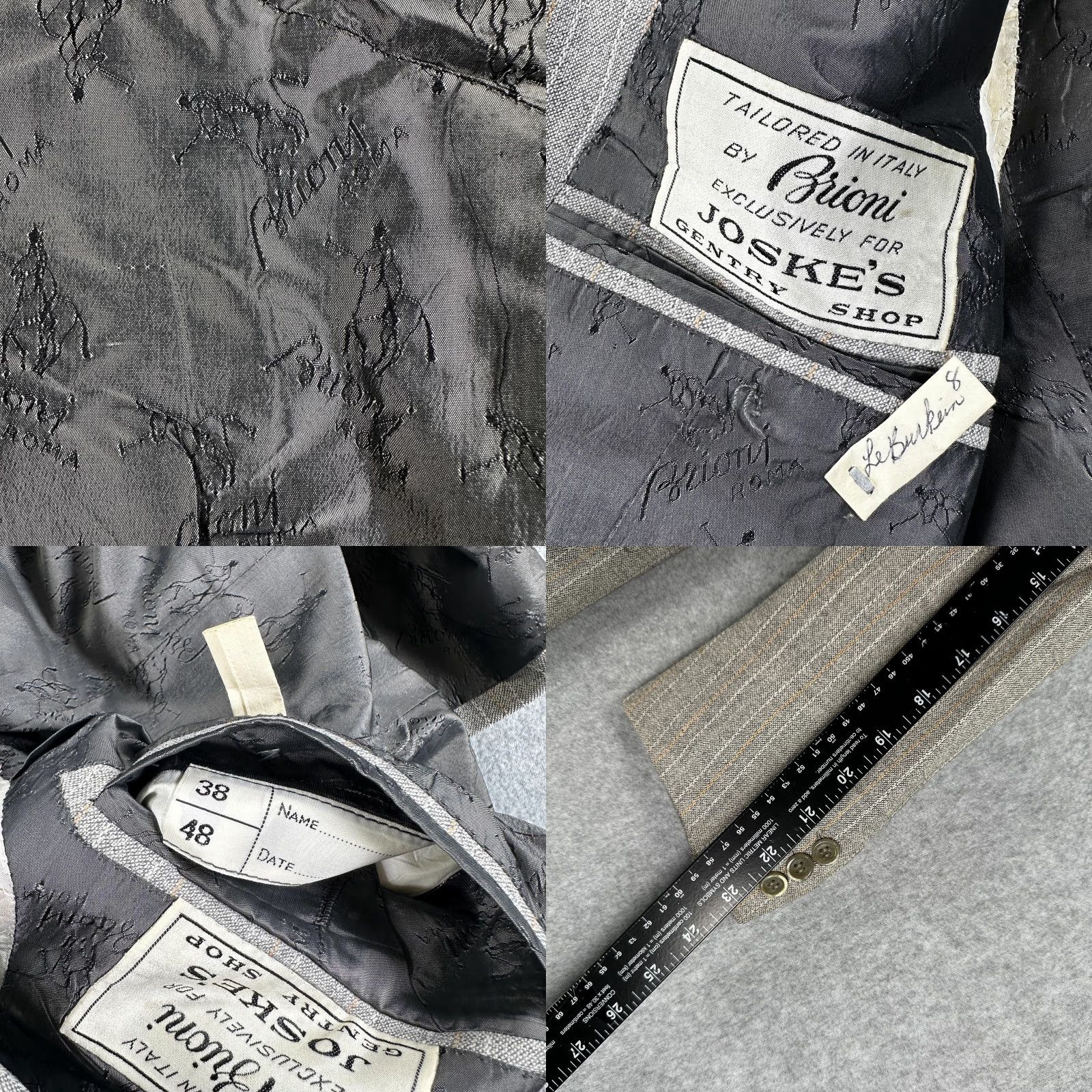 Brioni VINTAGE Brioni Blazer Sport Coat Mens 38 Gray Stripe Wool Tweed Two Button Italy Size 38R - 8 Thumbnail