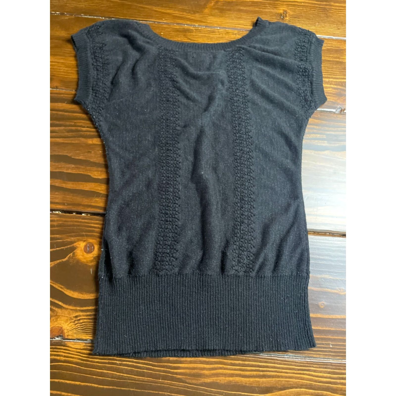Vintage Maurices Sweater Women Medium Black Cap Sleeve Pullover Knitt Solid Knit Casual Pullover Mens Womens Girls Size M / US 6-8 / IT 42-44 - 2 Thumbnail
