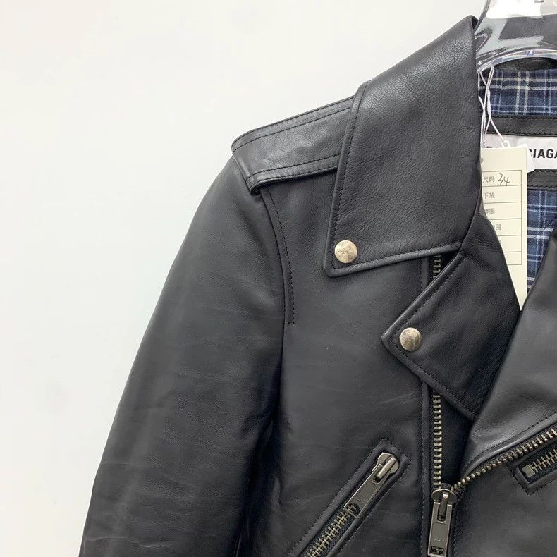 Other Balenciaga size 34 Black Cow Leather Lapel Zip Long Sleeve Size US XXS / EU 40 - 3 Thumbnail