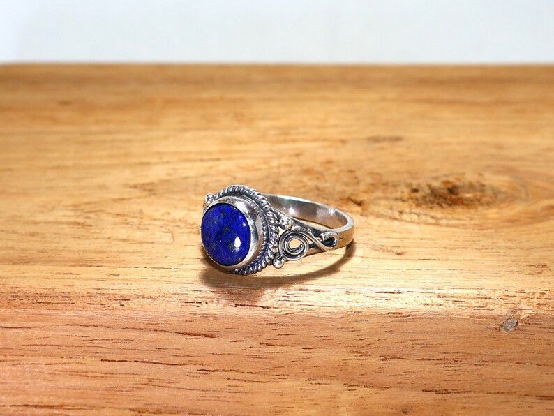 Handmade Blue Lapis Lazuli Ring, Handmade 925 Sterling Silver Jewelry Size ONE SIZE - 4 Thumbnail