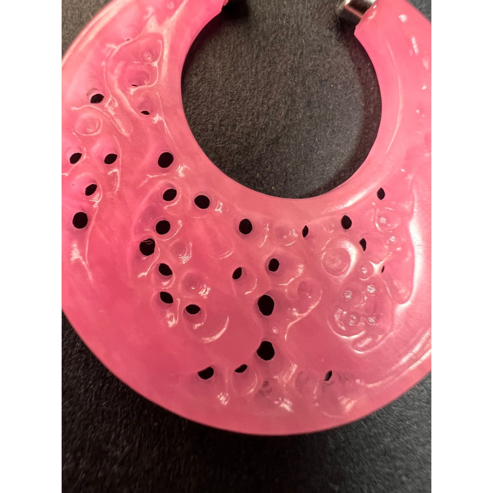 Other NEW pink jade carved dragon hoop earrings with 925 silver Size ONE SIZE - 13 Thumbnail