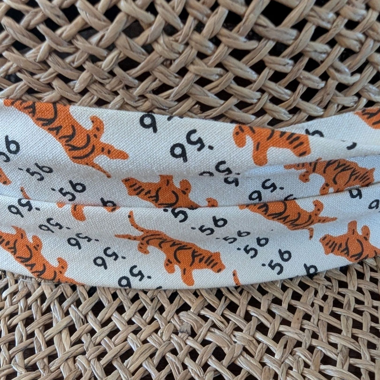 Vintage Tan Woven Straw Fedora Sun Hat Tiger Print Ribbon Band Wide Brim Beach Sz S/M Fedora Women One Size Beige Animal Print Summer Travel Casual Womens Size ONE SIZE - 4 Thumbnail