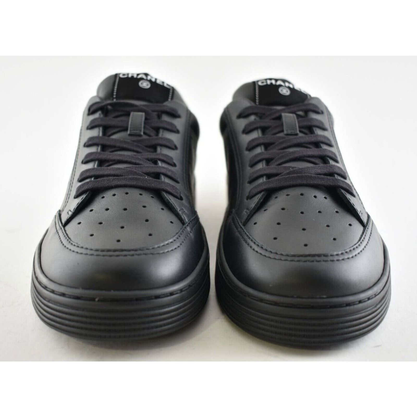 Chanel Chanel Leather Lace Up Tie Low Top Trainer Sneaker 44 11 Size US 11 / EU 44 - 4 Thumbnail