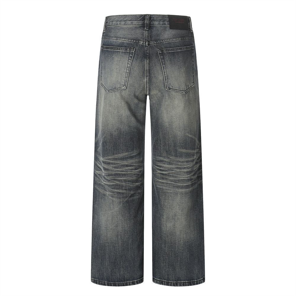 Vintage Casual men's punk retro washed distressed straight jeans Size US 32 / EU 48 - 2 Thumbnail