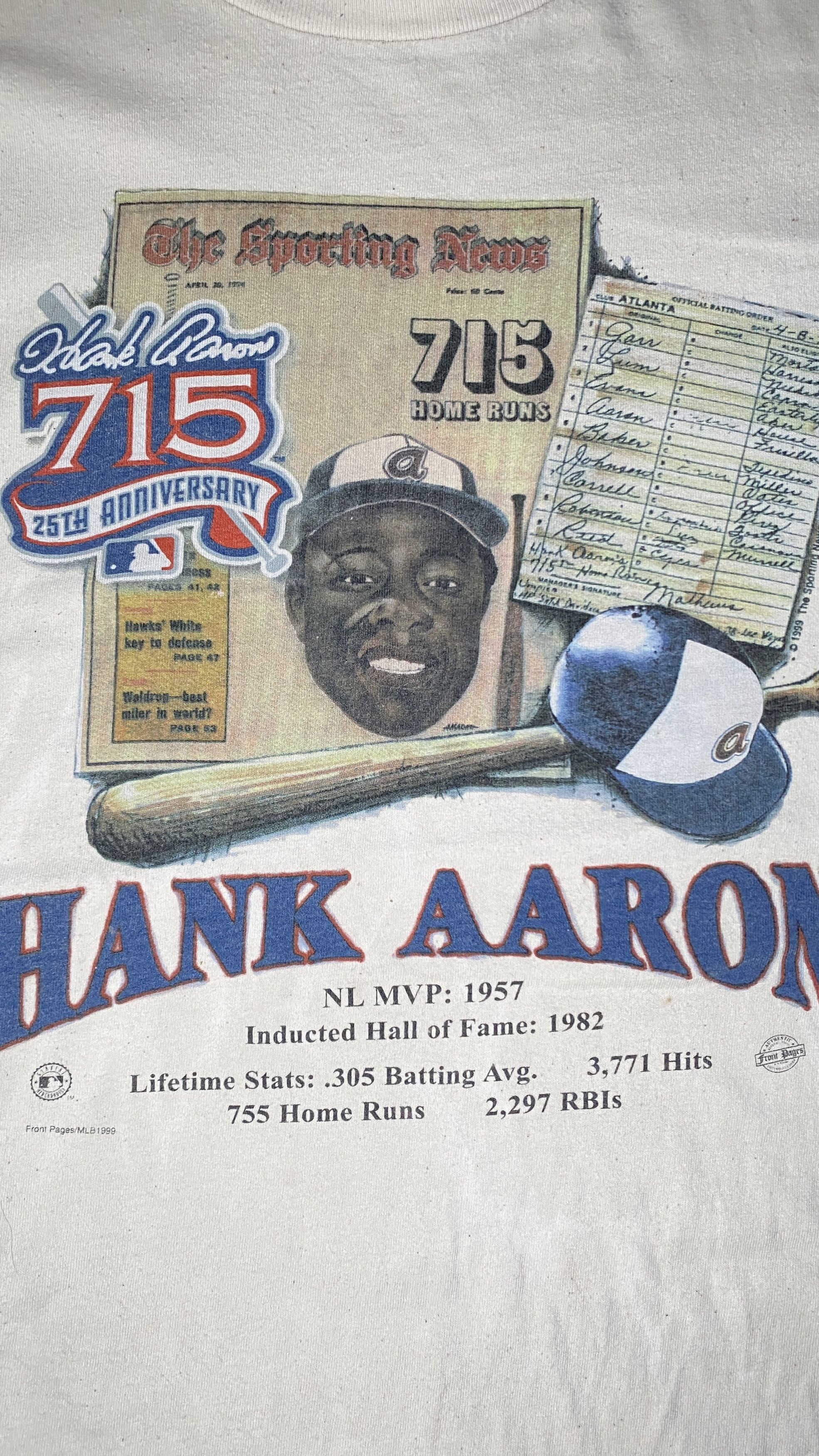 MLB Vintage 1999 Hank Aaron 715 HR 25th Anniversary Tee Size US L / EU 52-54 / 3 - 2 Thumbnail