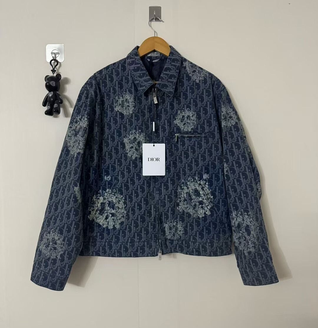 dior x tears denim jacket with floral print