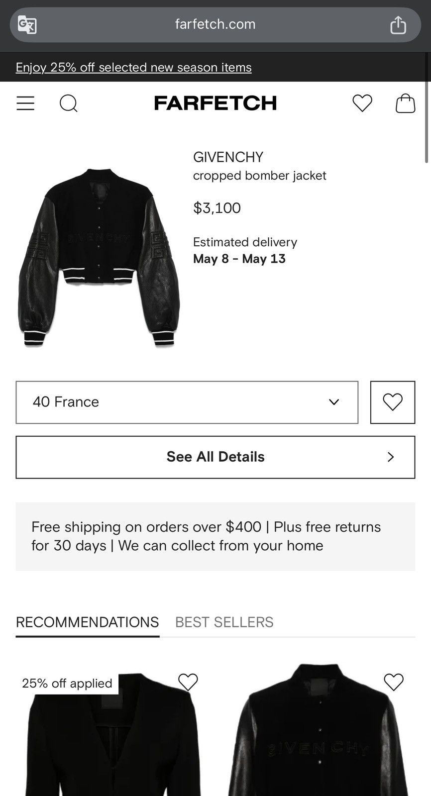Givenchy Givenchy Cropped Varsity Jacket Black/White – Worn Once Size XS / US 0-2 / IT 36-38 - 11 Thumbnail
