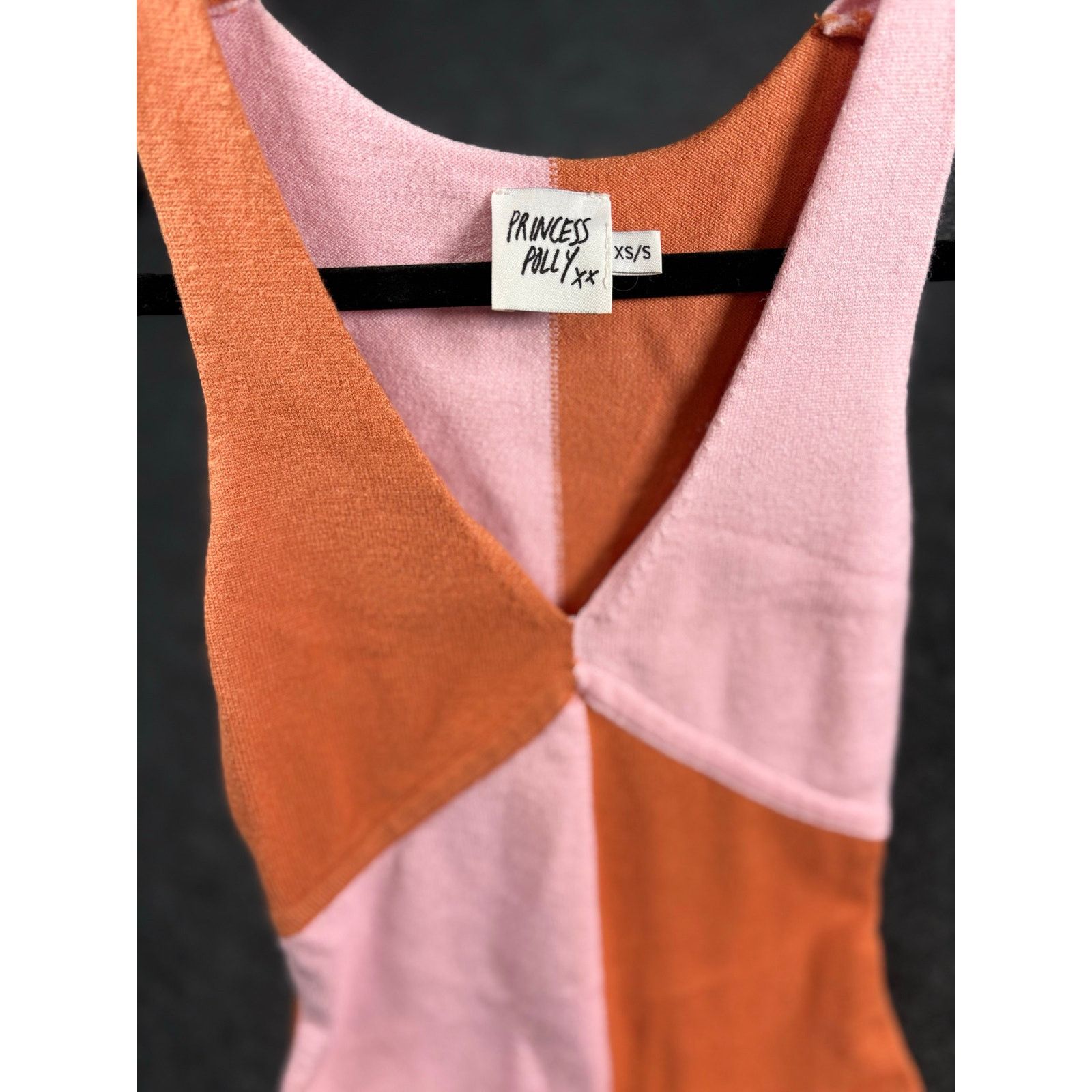 PRINCESS POLLY Princess Polly Colorblock Knit Mini Dress Pink Orange XS/S Size S / US 4 / IT 40 - 4 Thumbnail