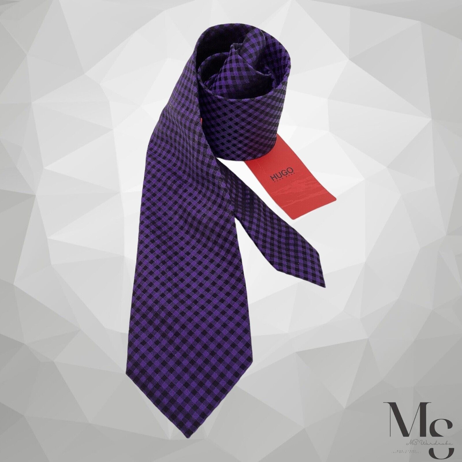 Hugo Boss BOSS HUGO BOSS Red Tag Purple Plaids & Checks Silk Tie Made Size ONE SIZE - 1 Thumbnail