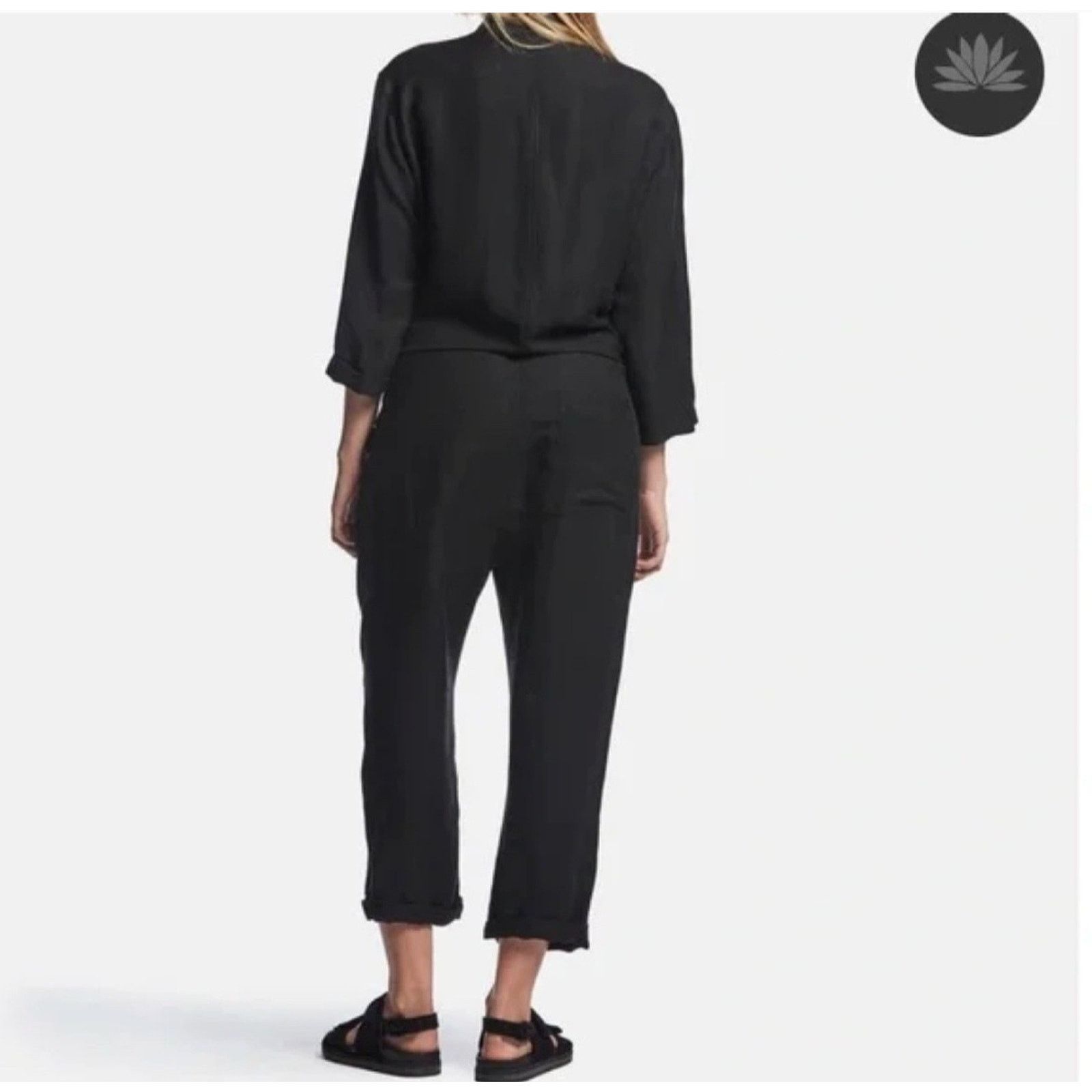 James Perse James Perse Jumpsuit Black Viscose Linen Oversized Button Size 29" - 4 Thumbnail
