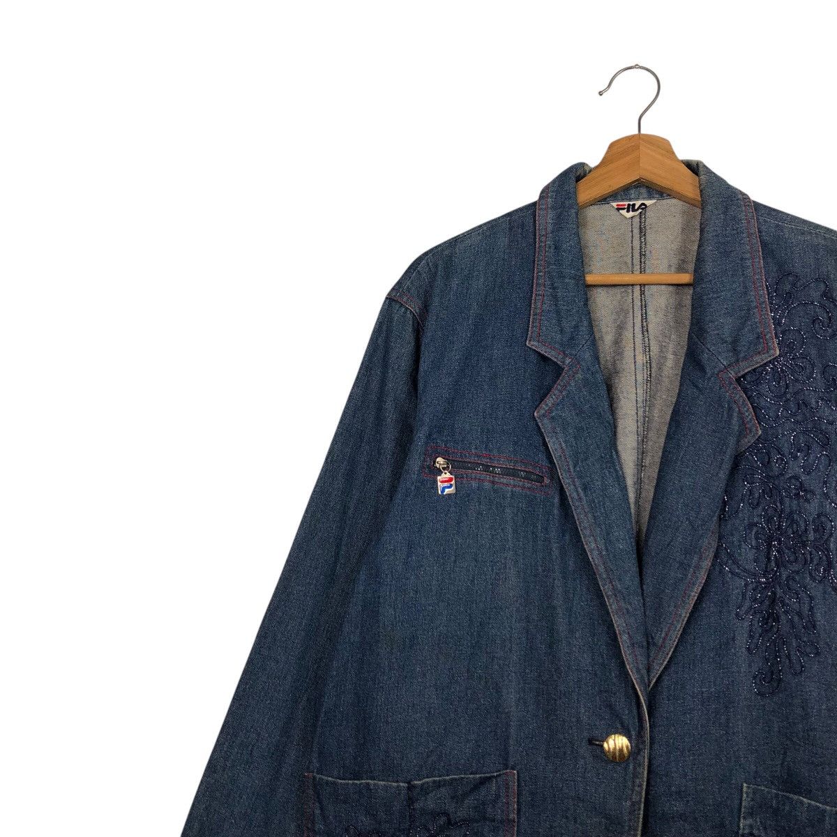 Japanese Brand 📌Vintage Denim Chore Jacket Fila Multi Pocket Issey Miyake Size US L / EU 52-54 / 3 - 8 Thumbnail