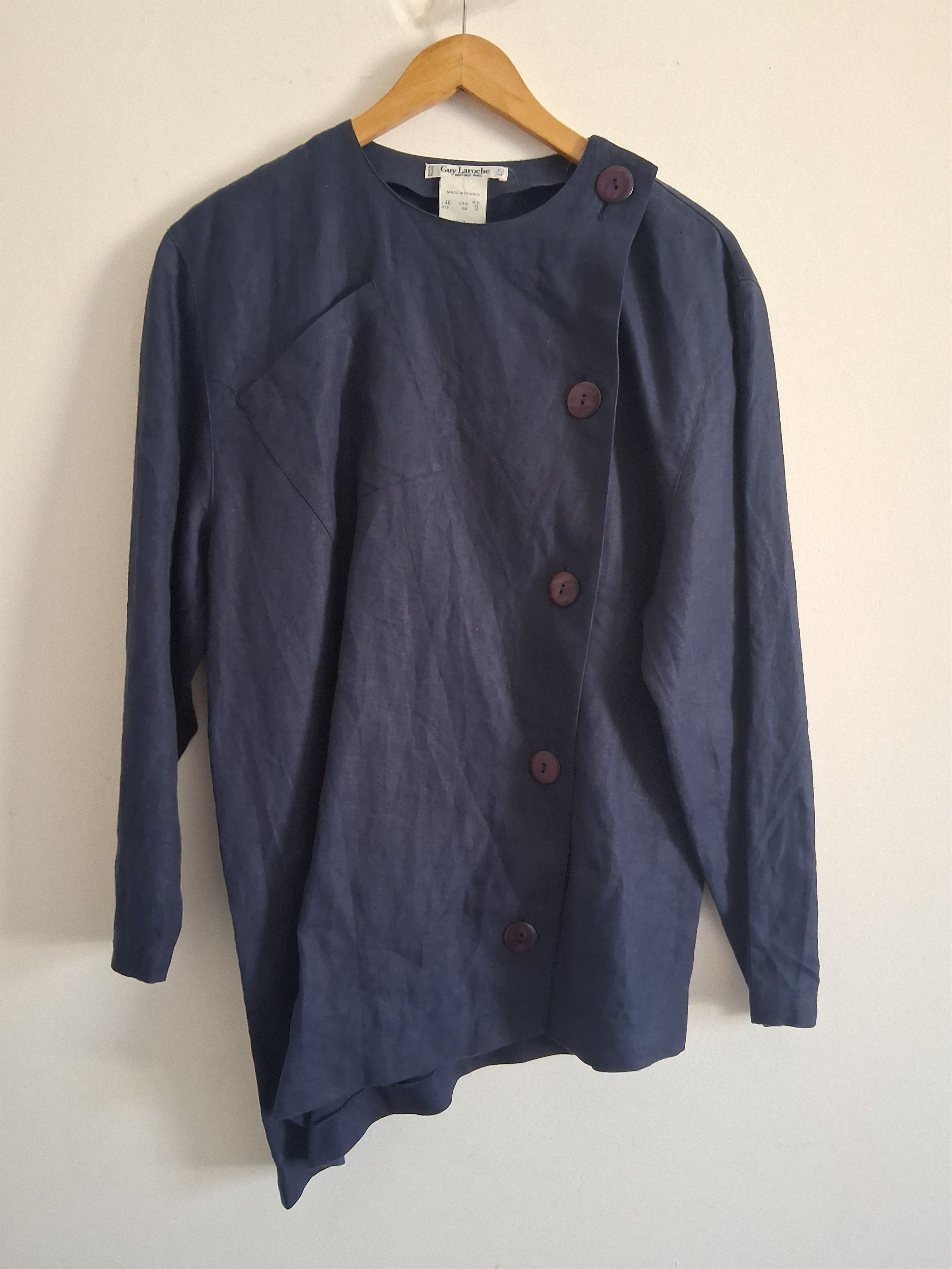 Guy Laroche Asymmetric blue linen blouse by Guy Laroche Size S / US 4 / IT 40 - 1 Thumbnail