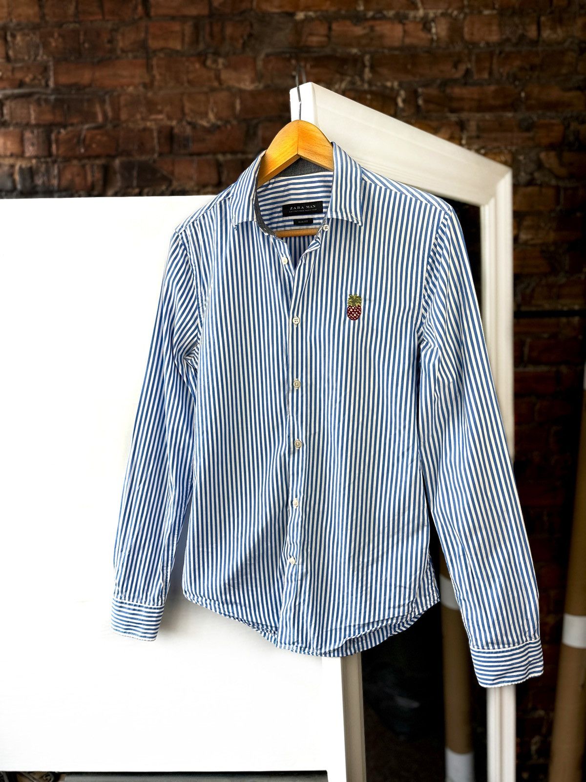 Zara ZARA Men’s Stripped Shirts Button Up Blue Size: S Size US S / EU 44-46 / 1 - 2 Thumbnail