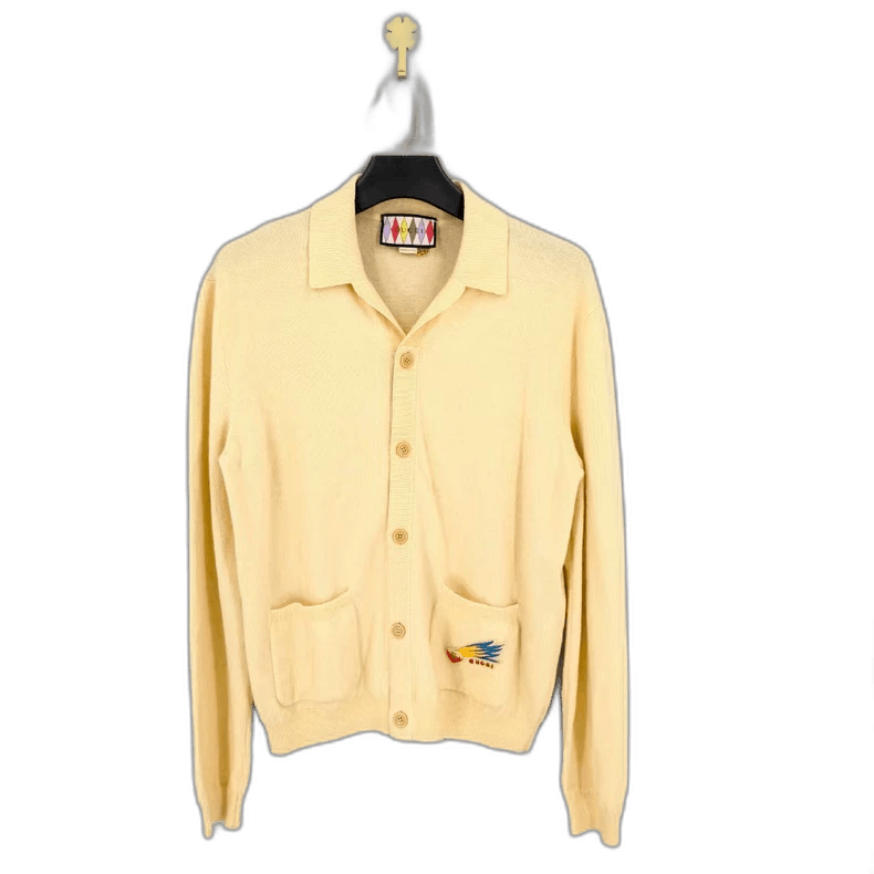 Gucci Gucci Yellow Embroidered Wool Knit Sweater Size US L / EU 52-54 / 3 - 1 Thumbnail
