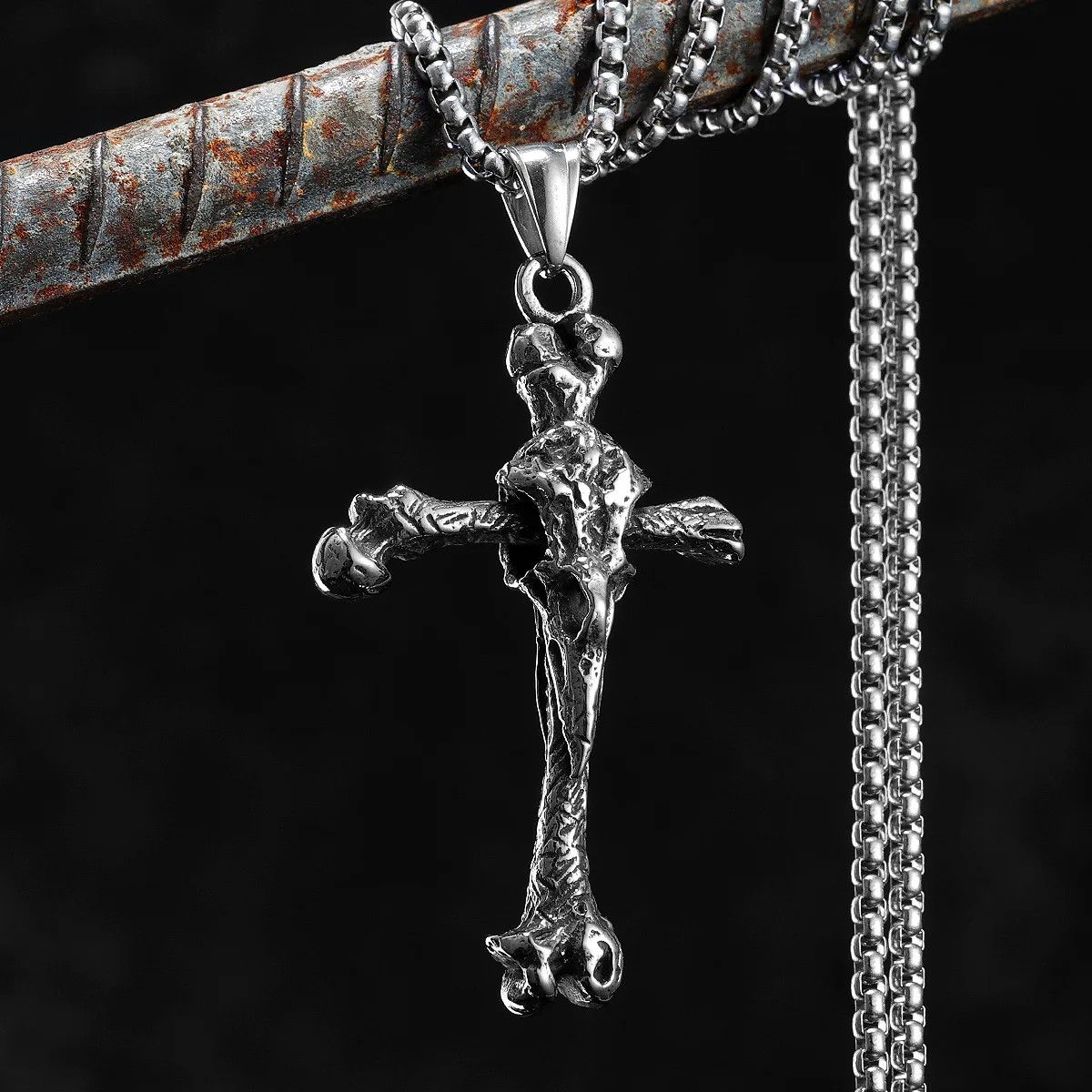 Jewelry Crow Bone Cross Men Necklace Size ONE SIZE - 4 Thumbnail