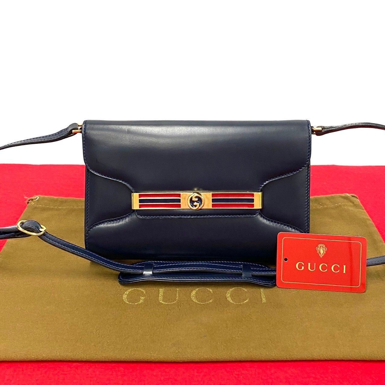 image of Gucci Leather GG Web Crossbod Bag in Black, Women's