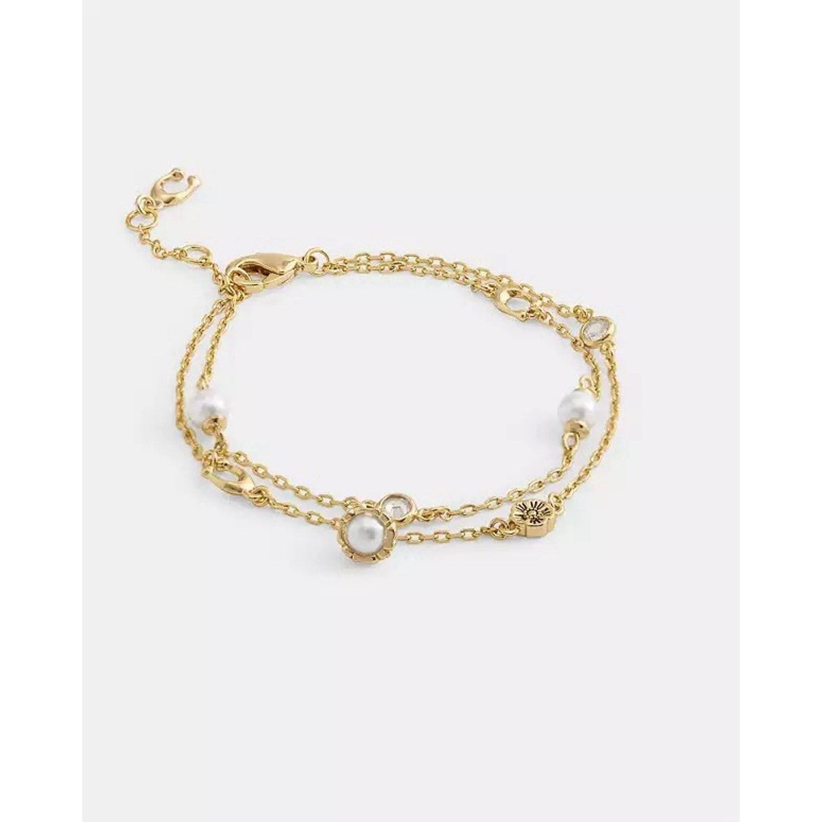 Coach NWT Coach Pearl Charm Double Bracelet CBV92 Gold Color Size ONE SIZE - 8 Thumbnail