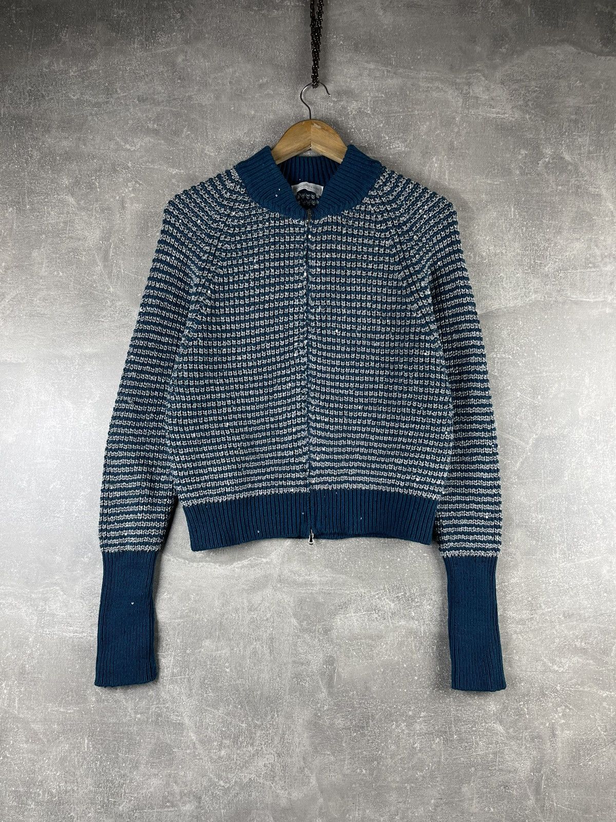 Other Rocco Ragni Cashmere Blue Knit Jacket Size 44 Made in Italy Size M / US 6-8 / IT 42-44 - 1 Thumbnail