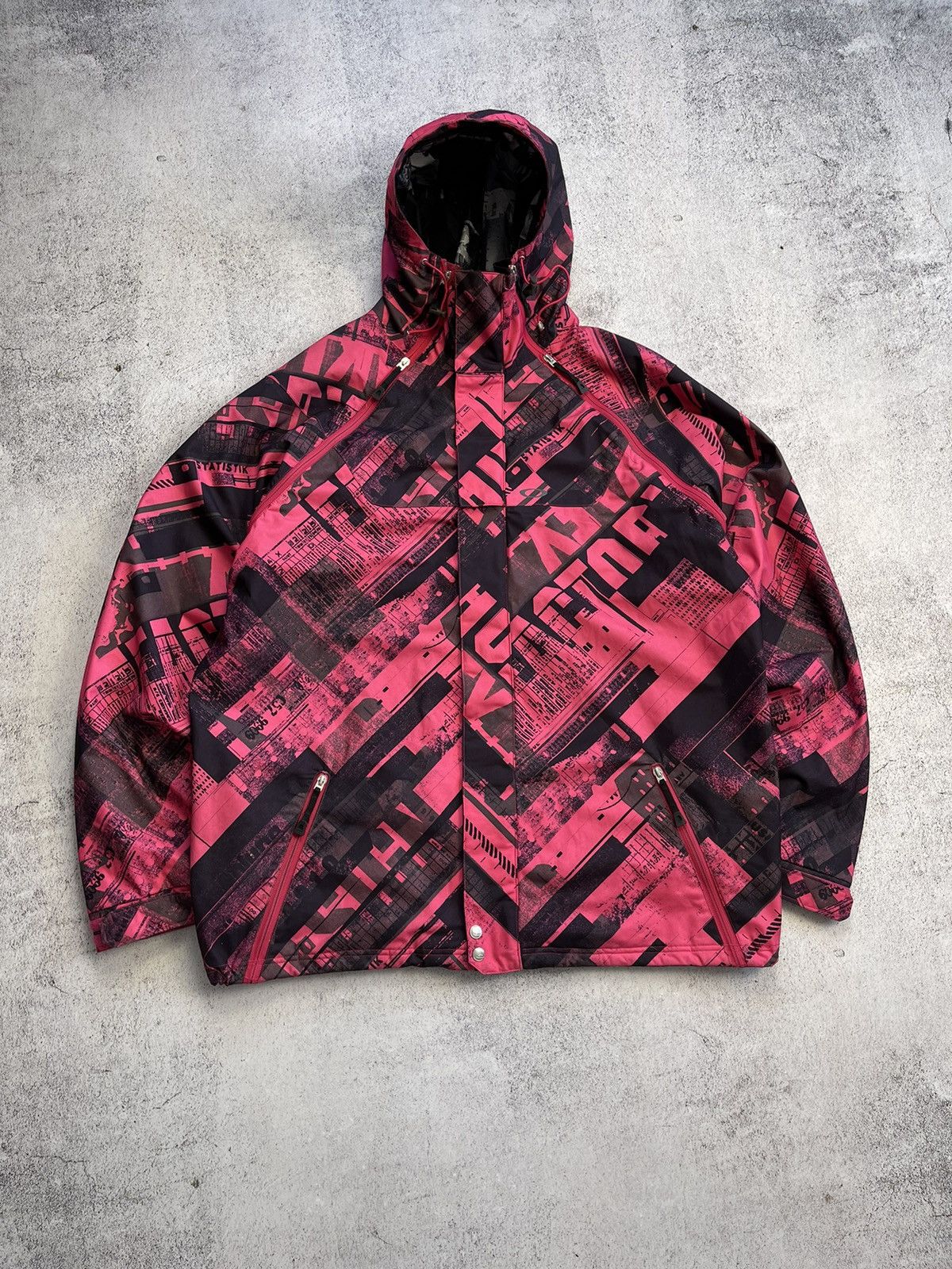 image of Oakley Vintage Ski Jacket Graphic Print Y2K Style in Pink, Men's (Size 2XL)