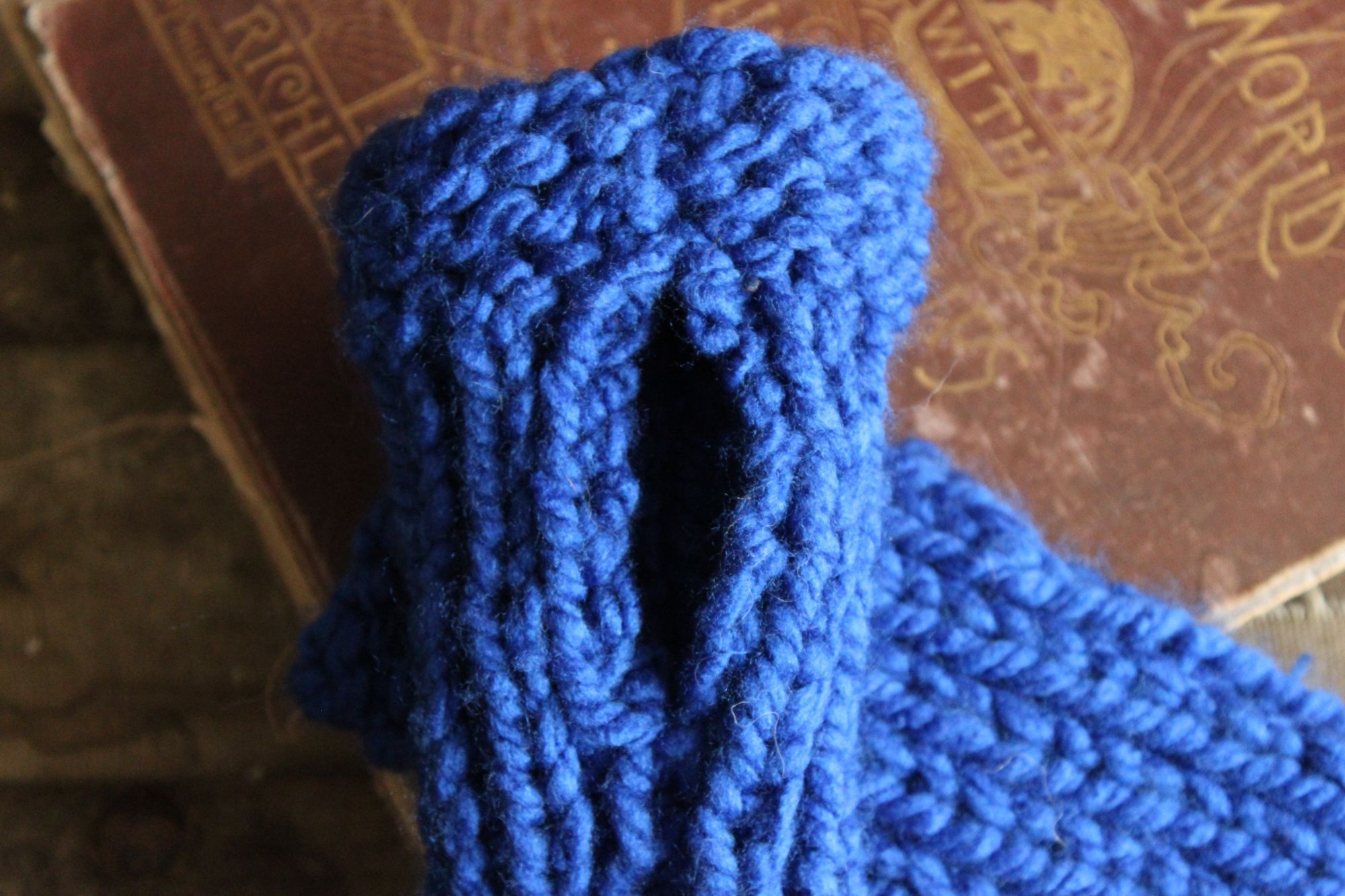 Handmade Hand Knit Fingerless Gloves, Armwarmers in Blue Yarn, Womens Size ONE SIZE - 11 Thumbnail