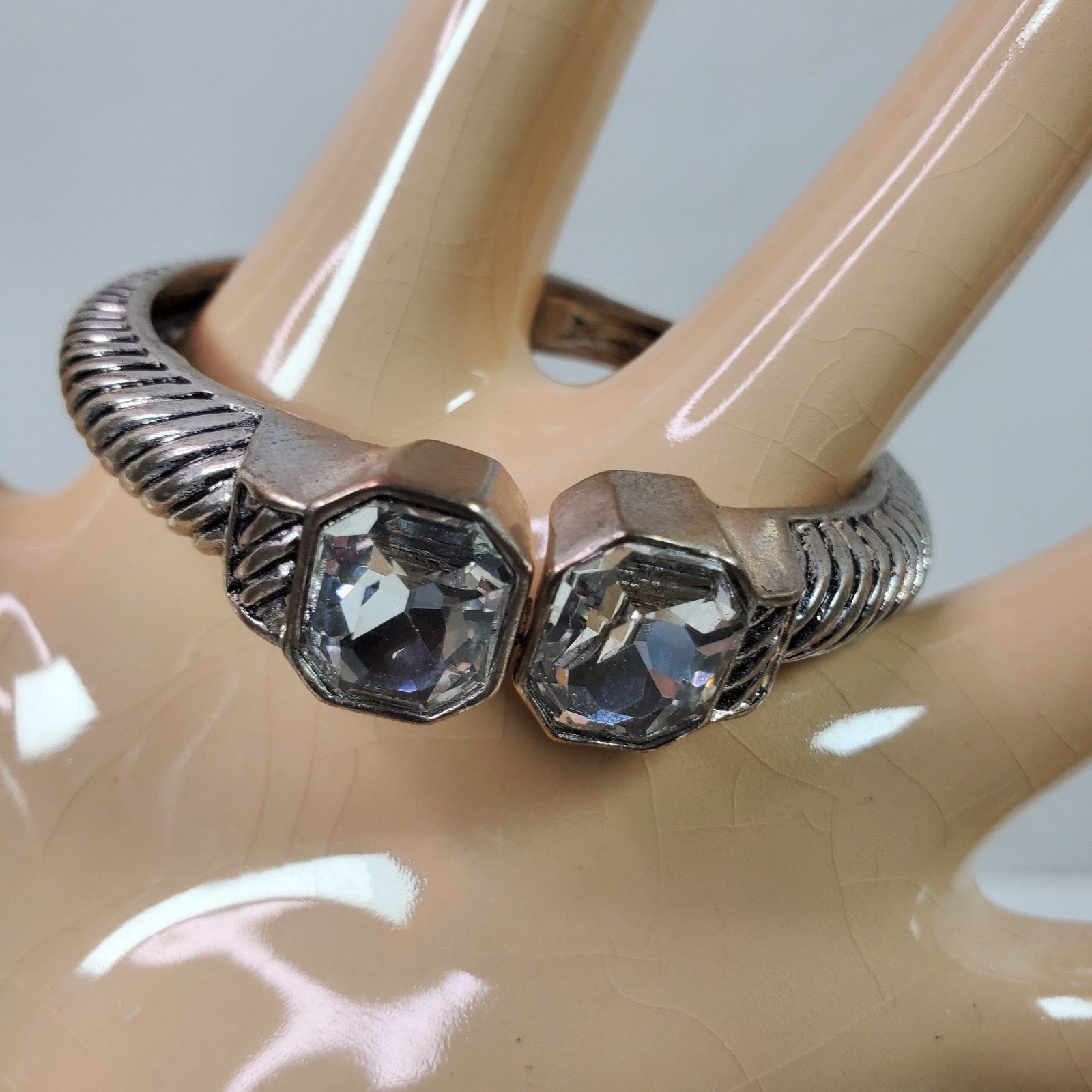 The Unbranded Brand Casual Career Cuff Bracelet Silver Tone BIG Rhinestones NOS Size ONE SIZE - 1 Thumbnail