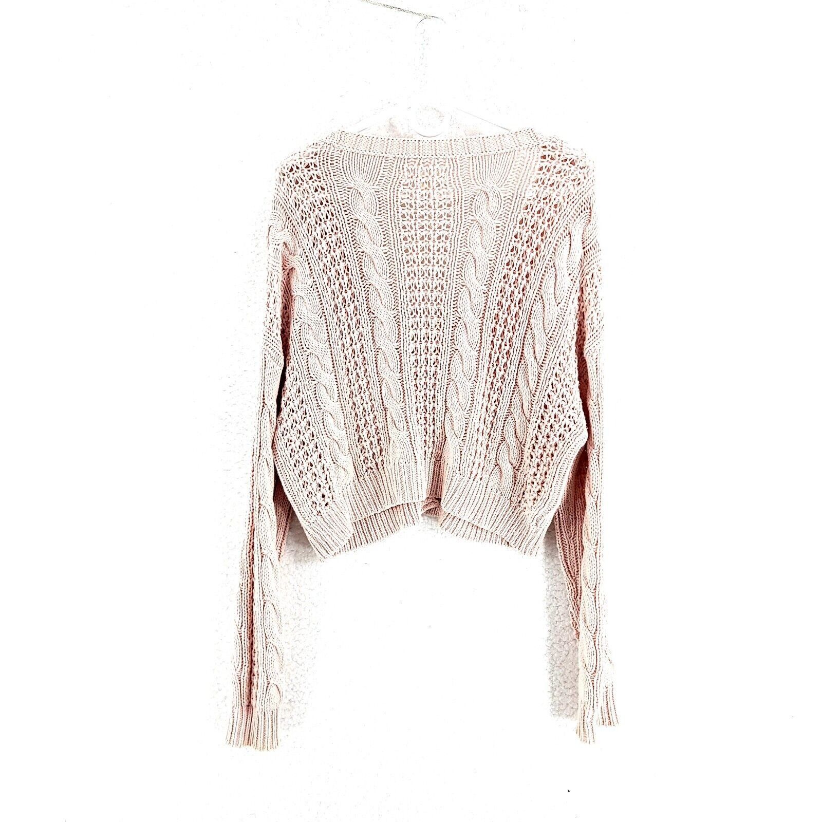 Aeropostale Aeropostale Pink Cable Knit Plunging V-Neck Button Front Swe Size M / US 6-8 / IT 42-44 - 4 Thumbnail