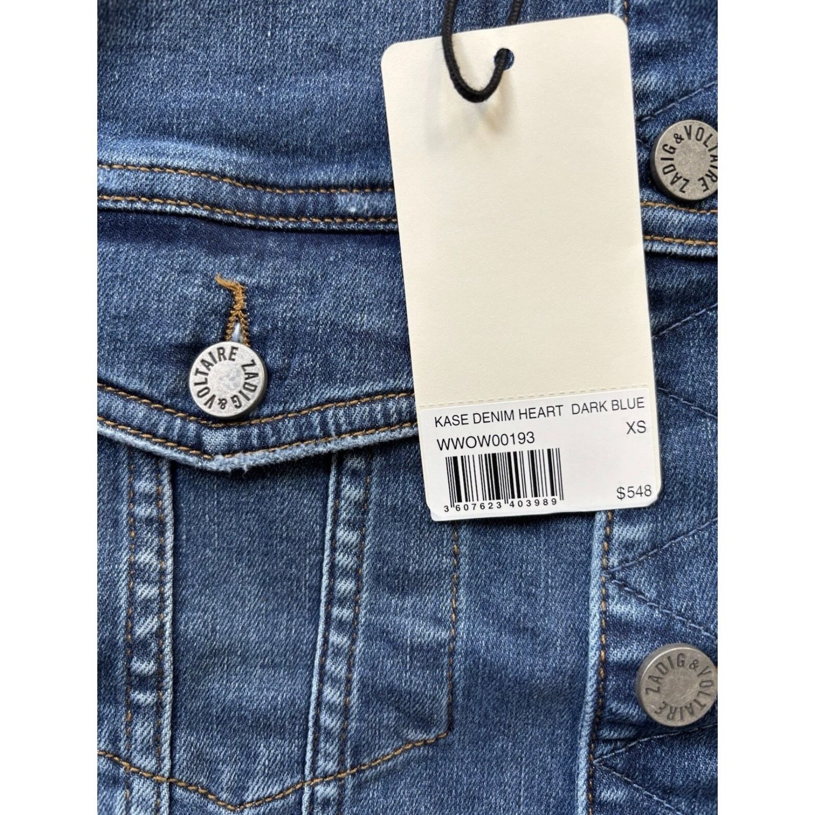 Zadig & Voltaire Zadig & Voltaire Kase Denim Heart Jacket in Dark Blue Small Size S / US 4 / IT 40 - 10 Thumbnail