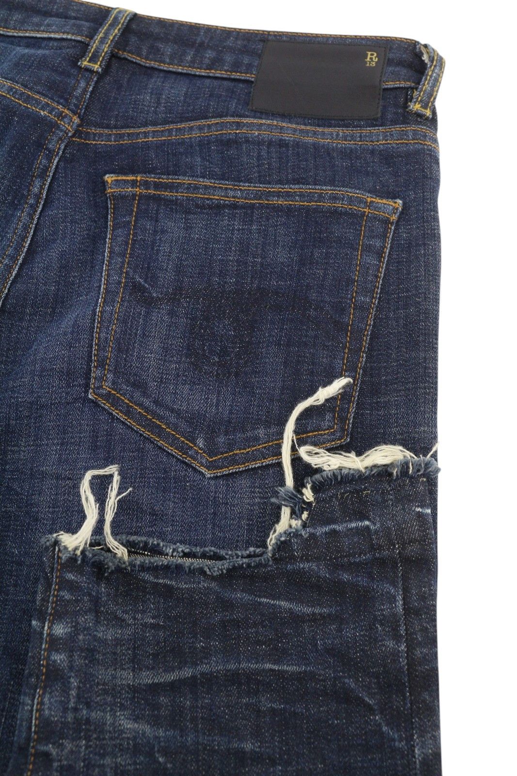 R13 BOY STRAIGHT 27 Howel Indigo Faded Distress Cropped 86239 Size 27" / US 4 / IT 40 - 6 Thumbnail
