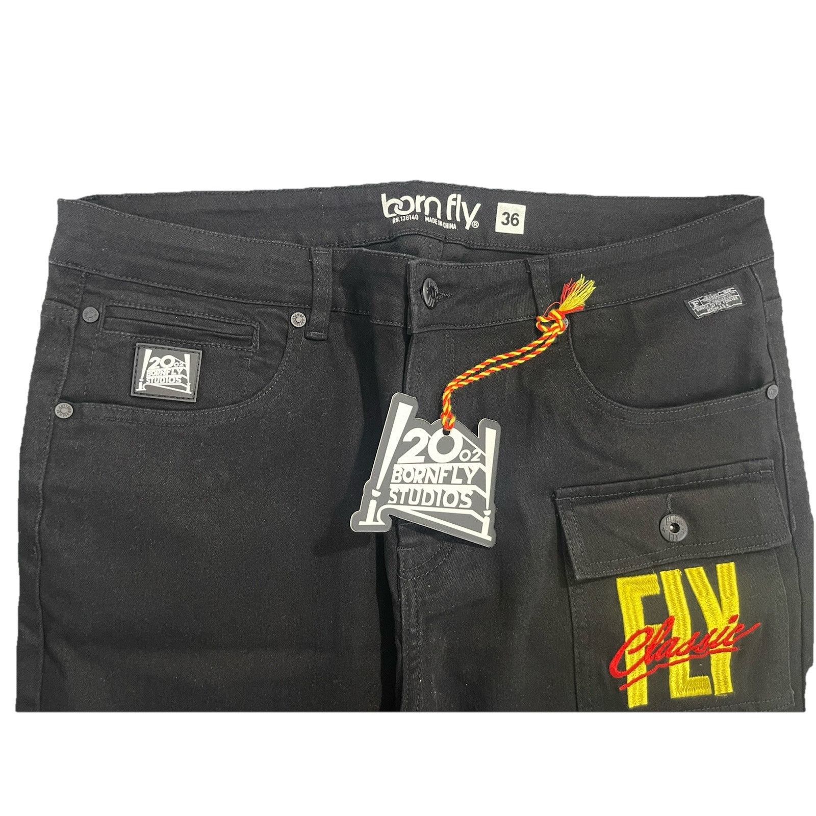 Born Fly NWT Born Fly Jeans Mens Embroidered Black Patchwork Denim Size US 36 / EU 52 - 6 Thumbnail